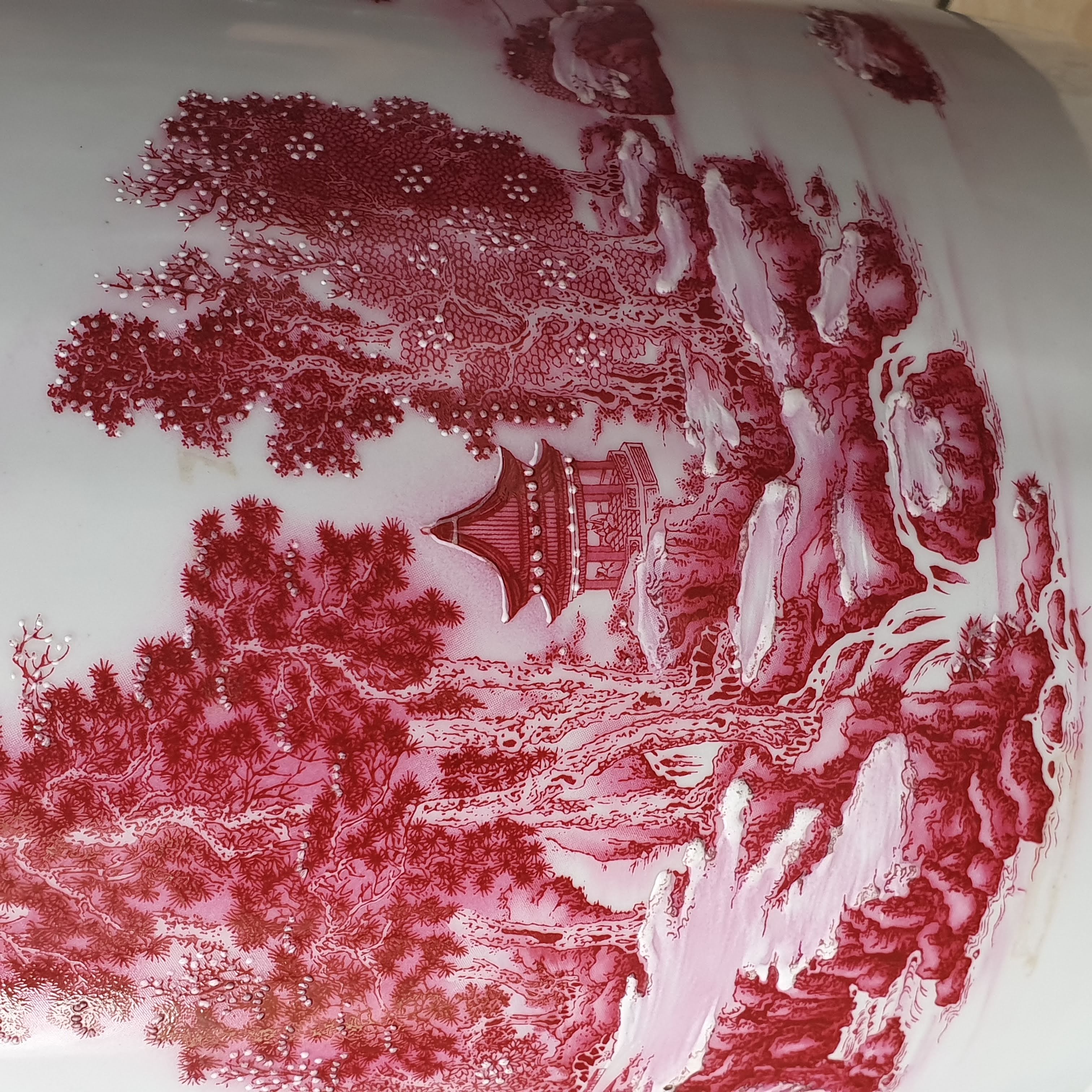 GRANDE VASO CELADON COM PINTURA ARTESANAL