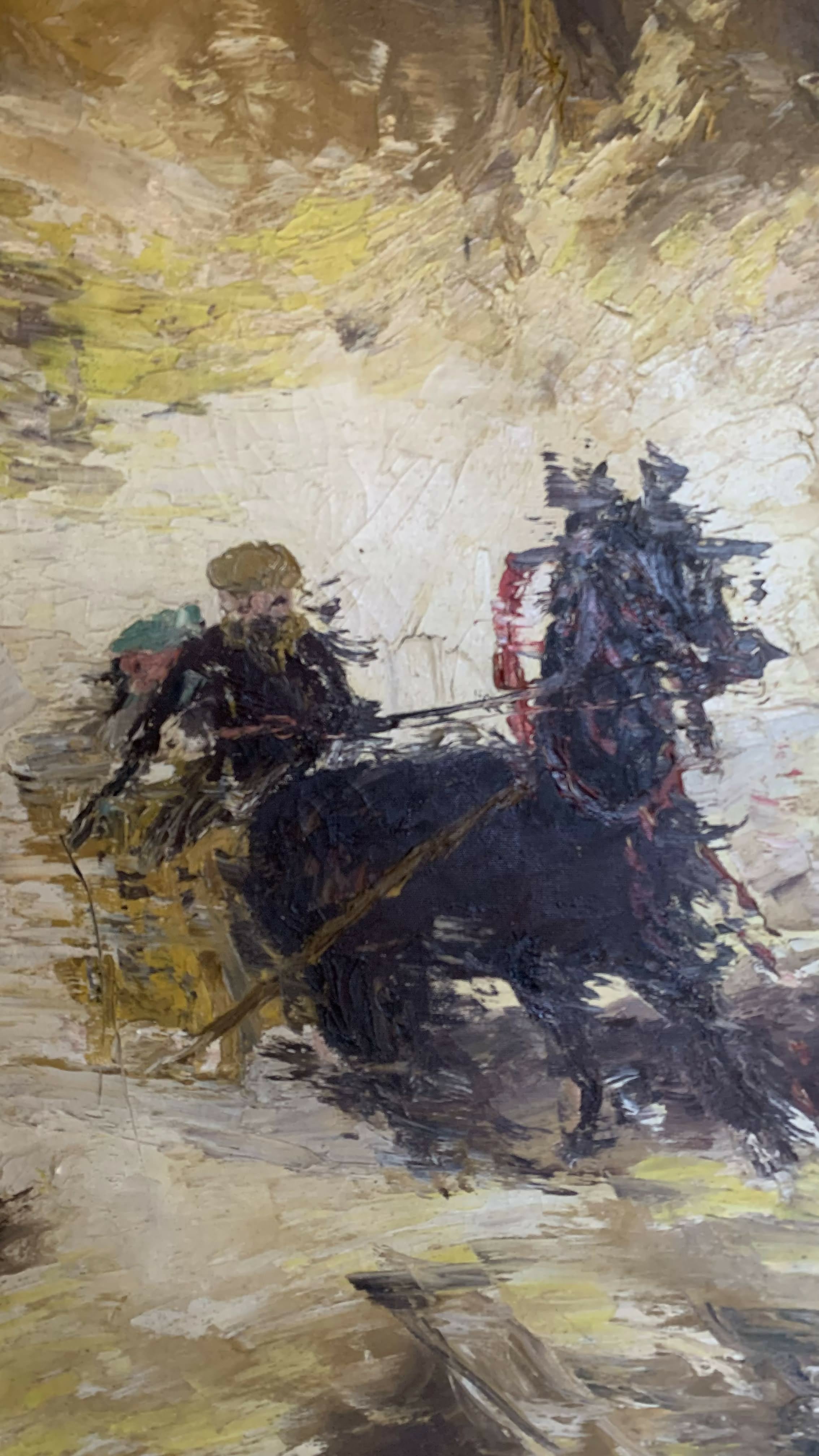 Quadro Óleo sobre Tela – Cena Equestre Assinada