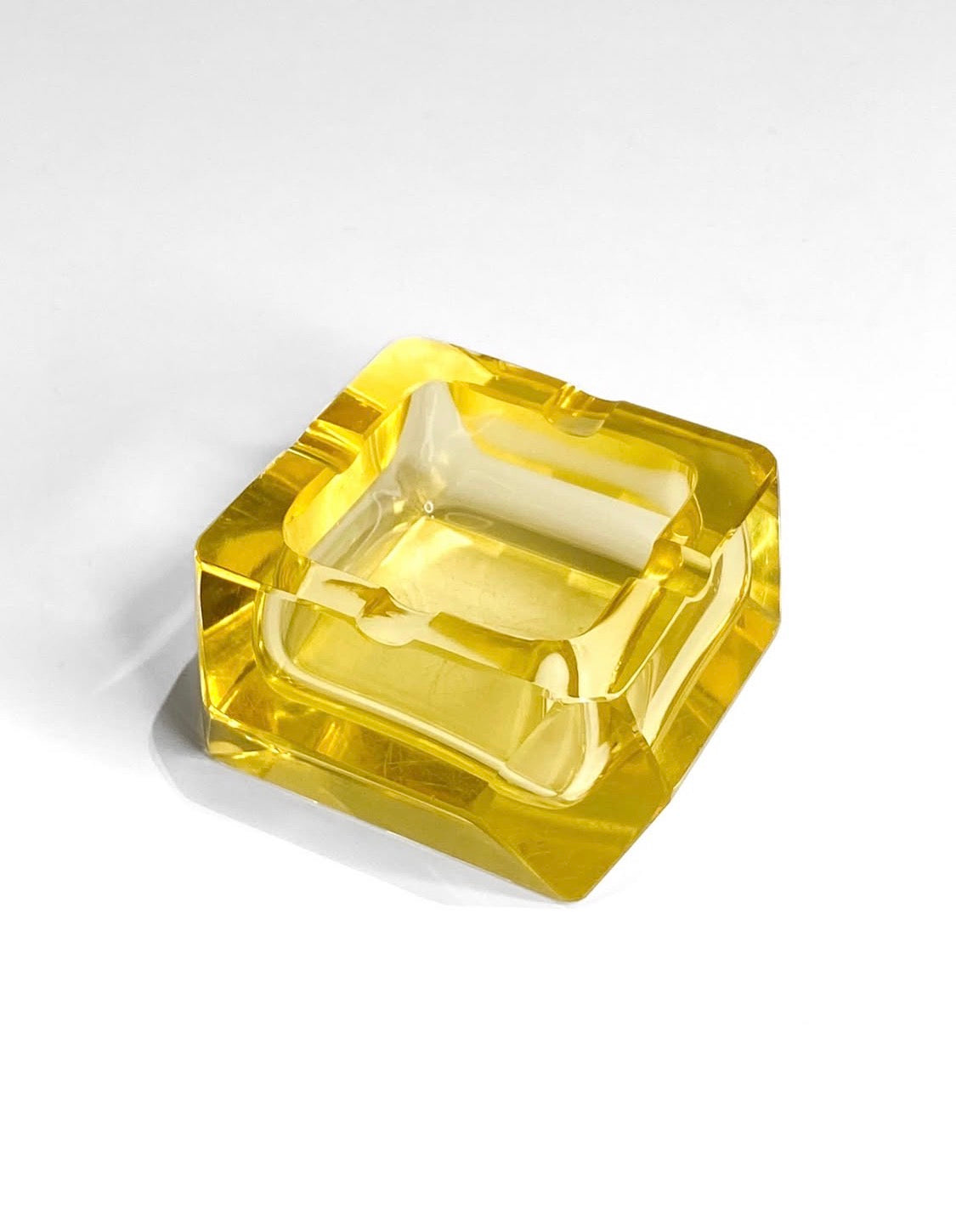 Cinzeiro Vintage quadrado de cristal amarelo (valor unitário) 
