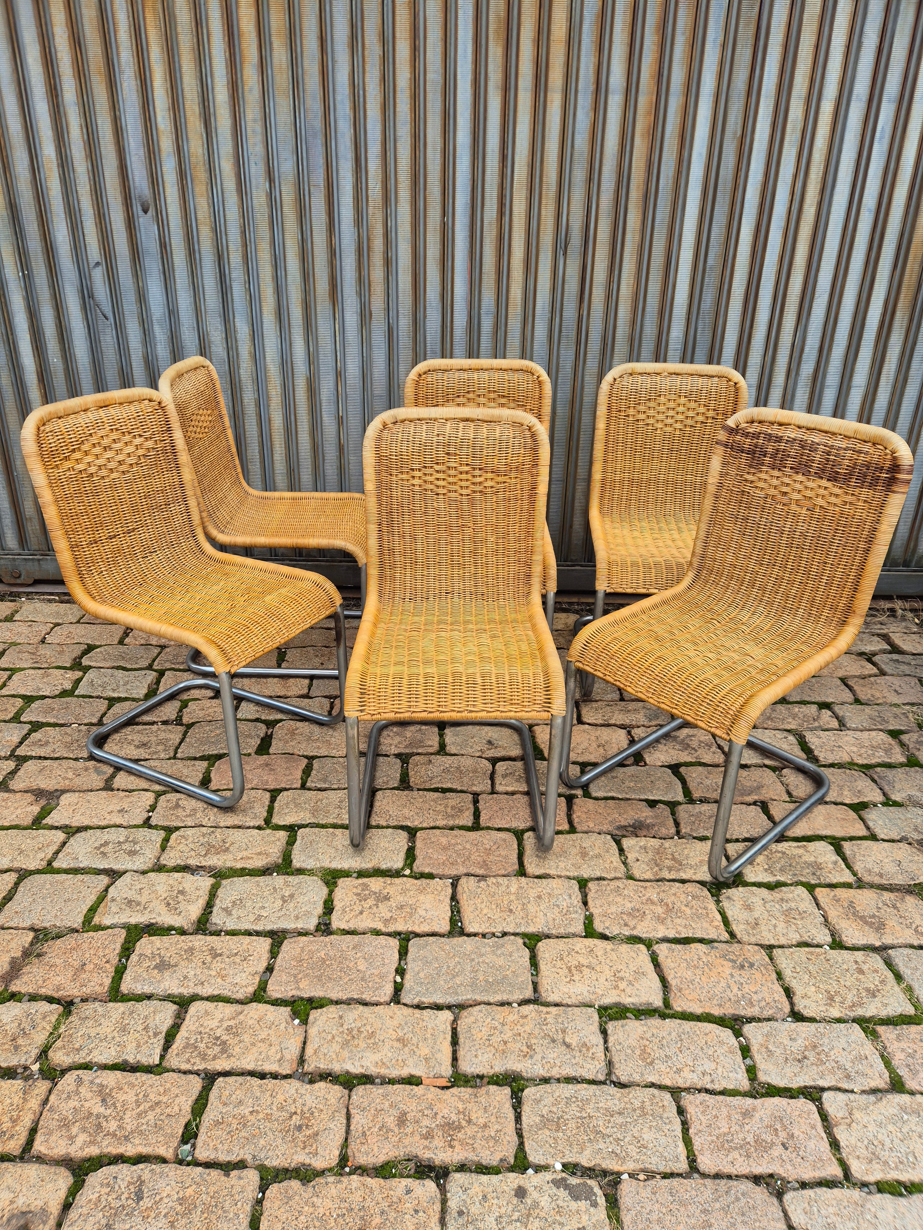 Set 6 cadeiras Bauhaus com junco 70&