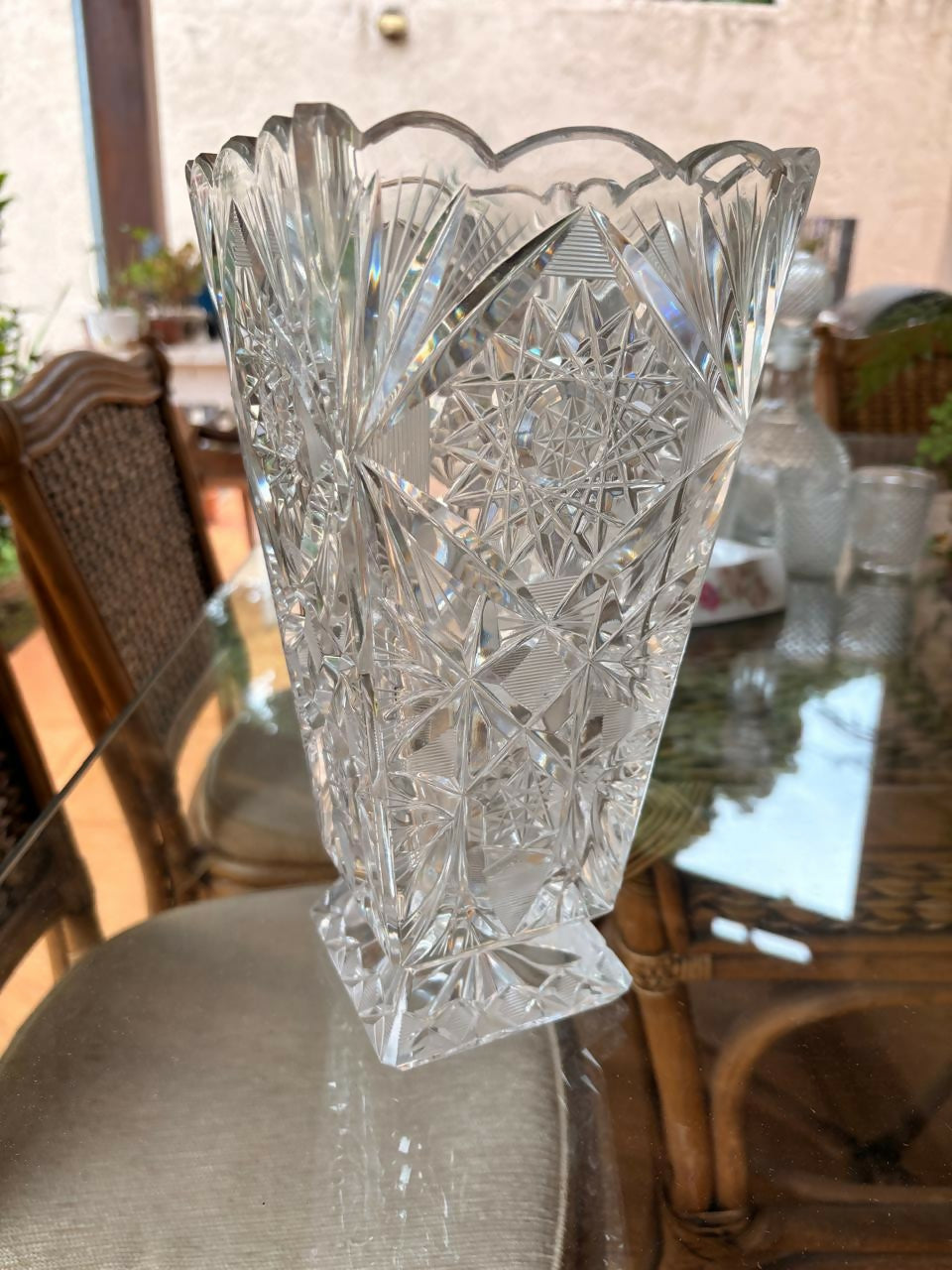 Grande vaso de cristal Tcheco finamente lapidado