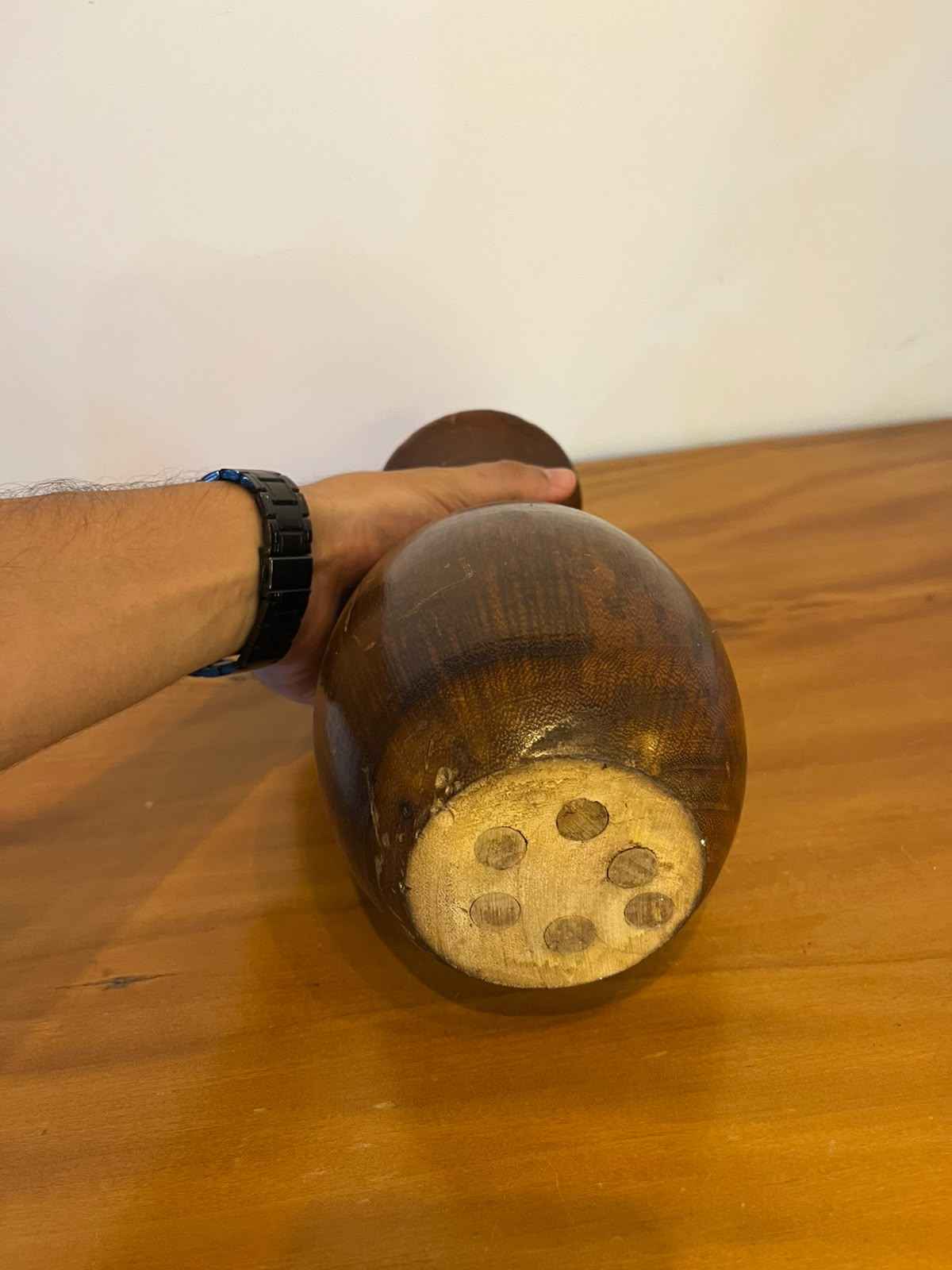 Vaso Decorativo Em Madeira Torneada – Acabamento Castanho | 26 Cm