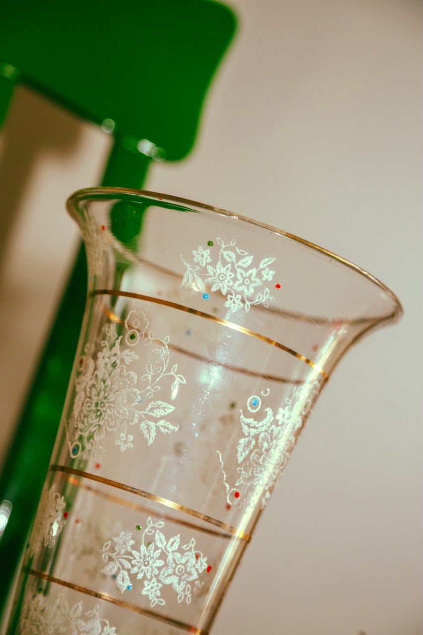 Vaso de Vidro decorado anos 50