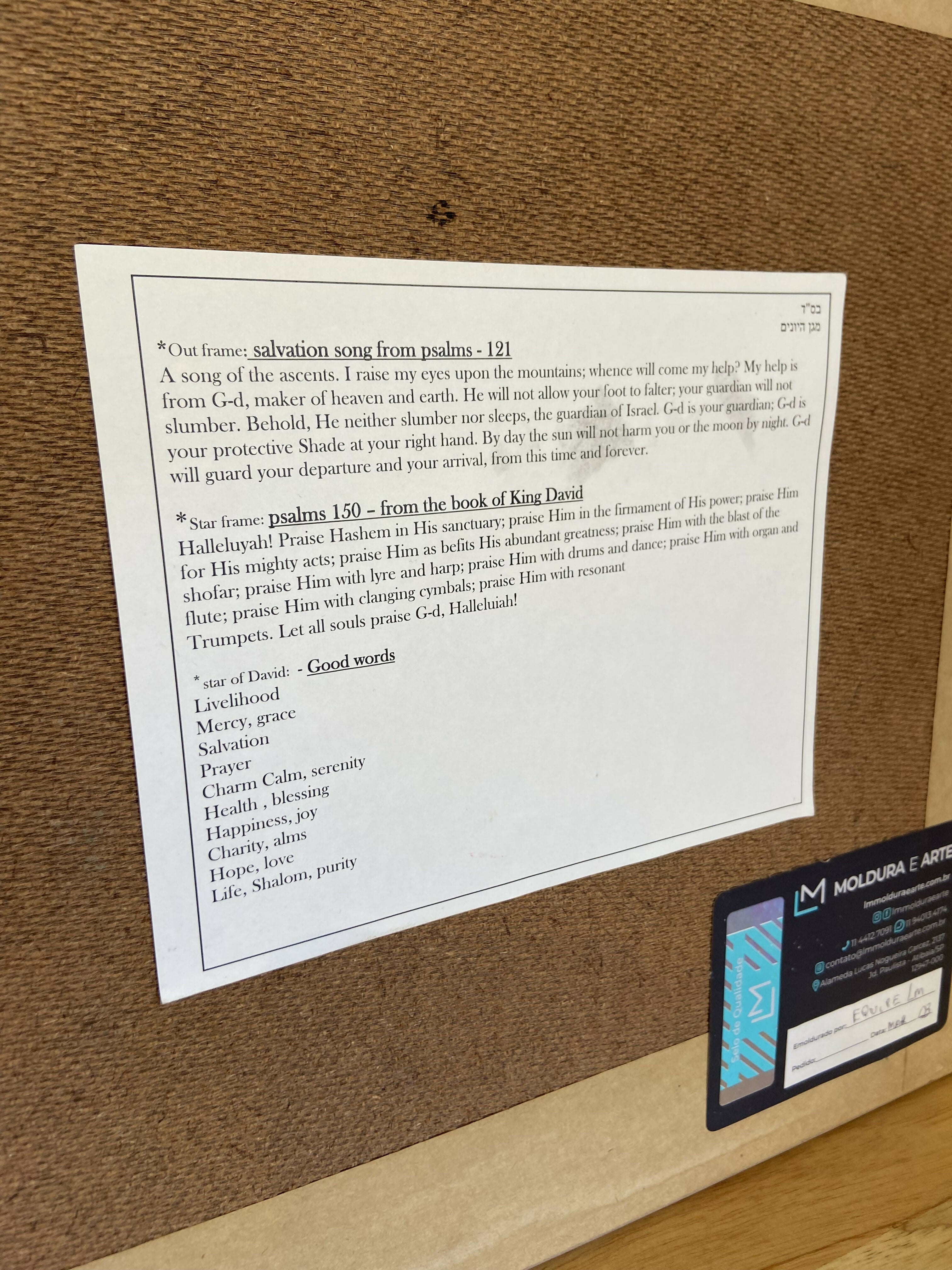 Quadros obra de arte judaica.