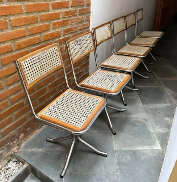 Sexteto de Cadeiras em Palhinha e cromado
