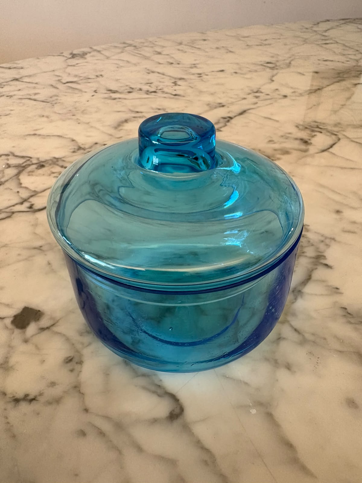 Potiche em cristal azul com tampa - Potiche "Piscina"