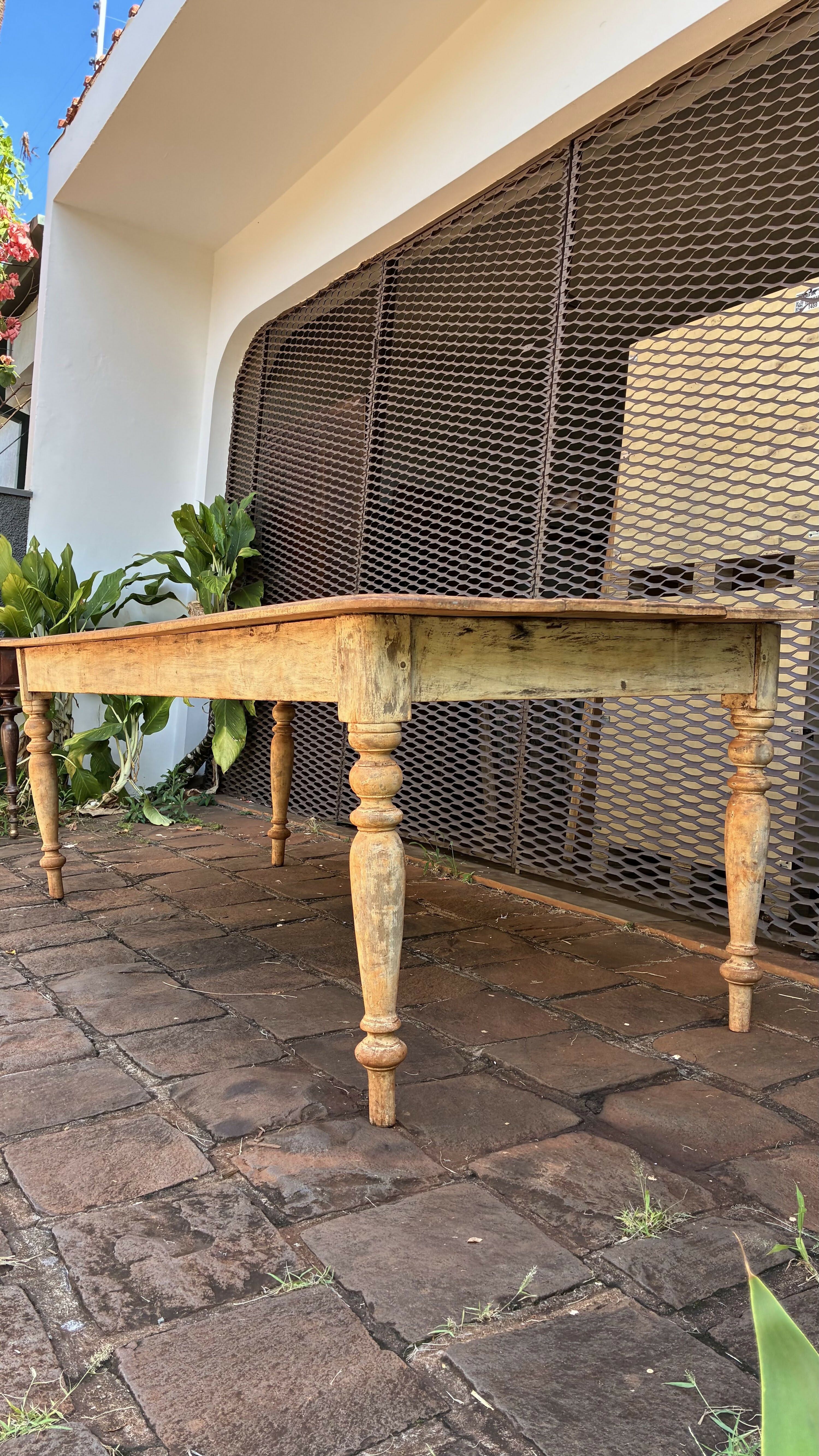 Mesa de Jantar Estilo Império em madeira com pintura de galo