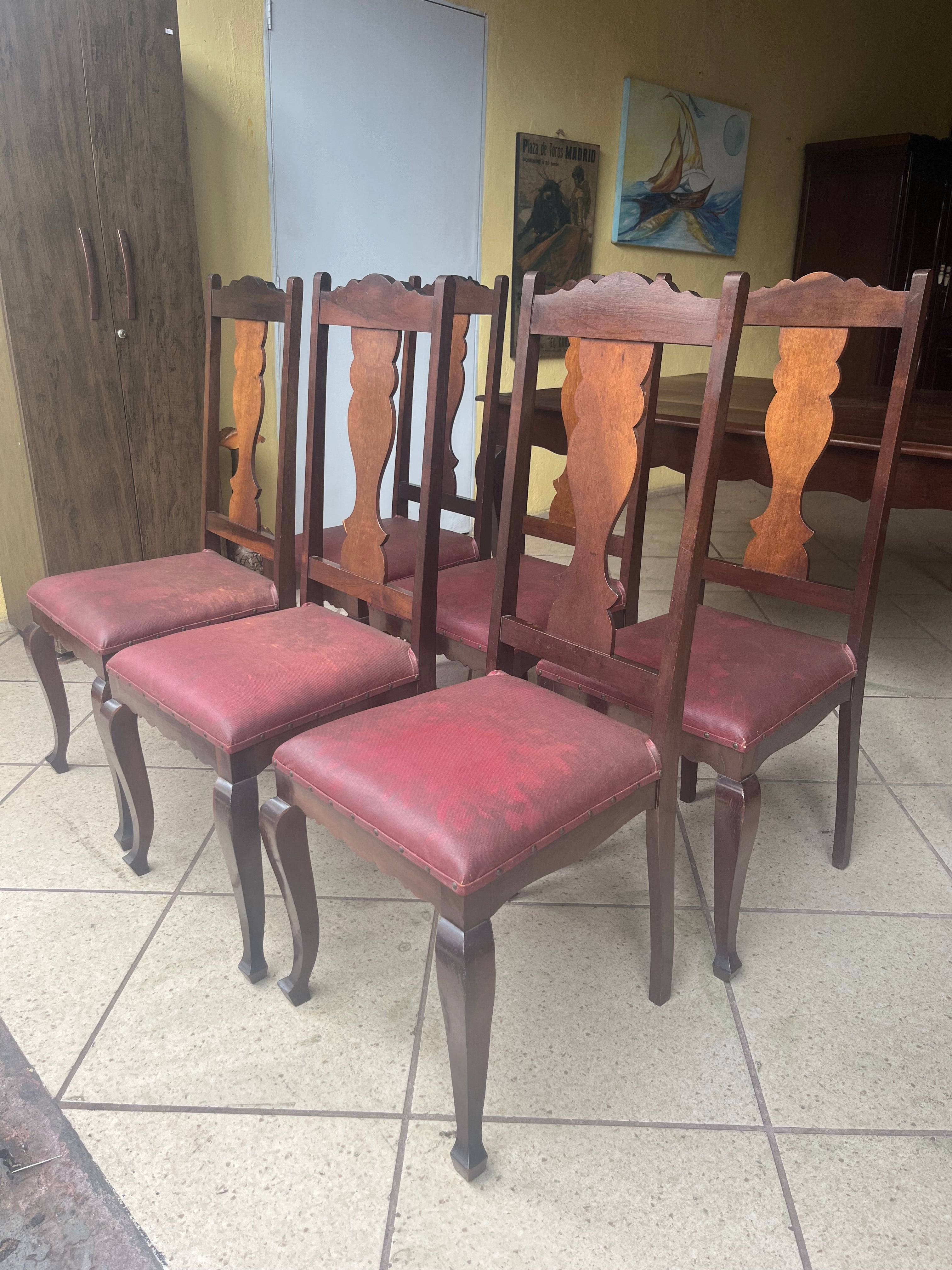 BELÍSSIMO CONJUNTO DE 6 CADEIRAS ANTIGAS LUÍS XV