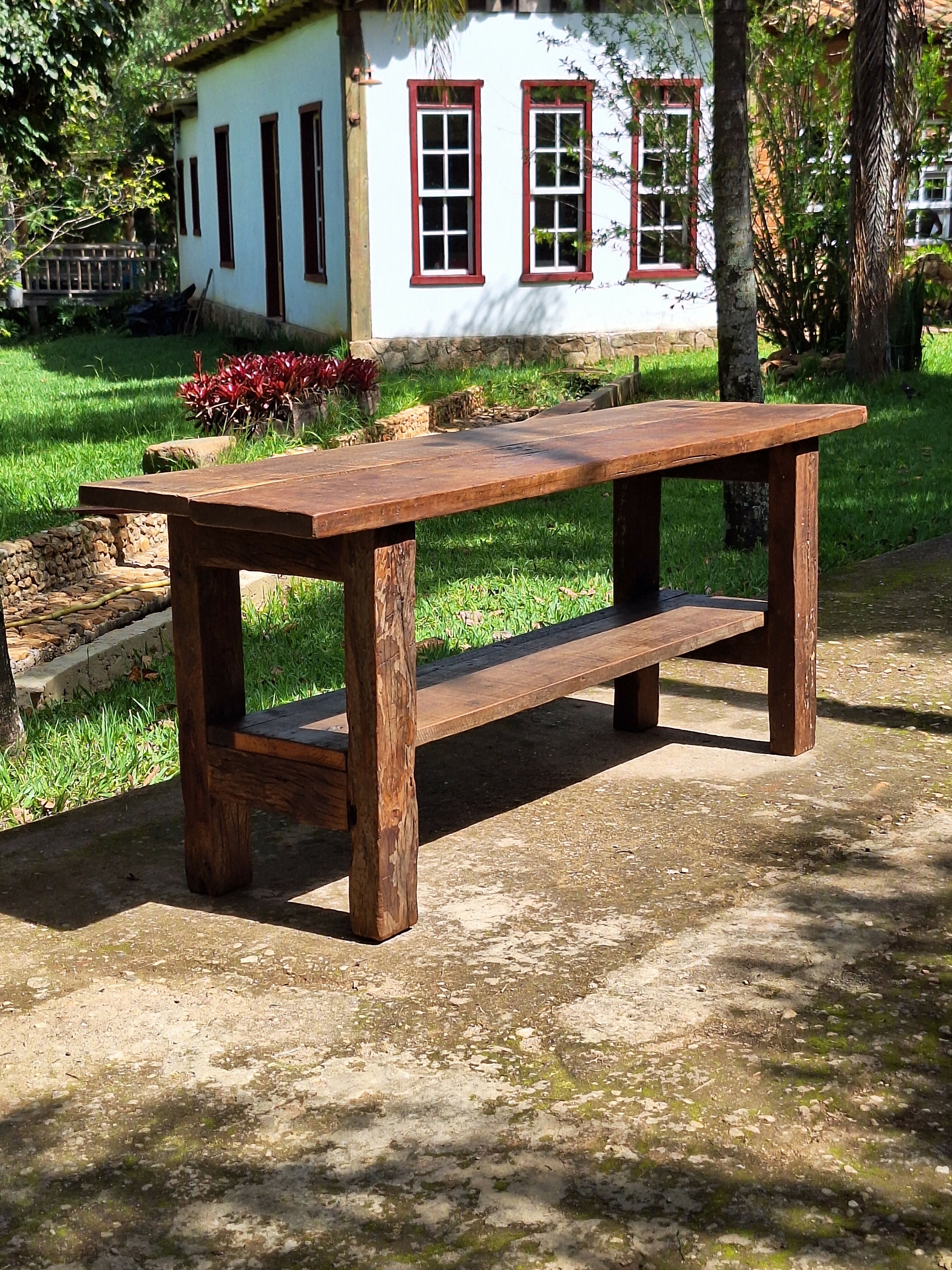 Bancada de Trabalhos Manuais Antiga Madeira Maciça Garimpo Mineiro