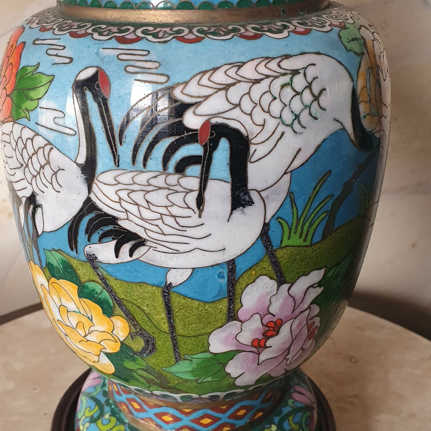 Vaso chinês Cloisonné raro