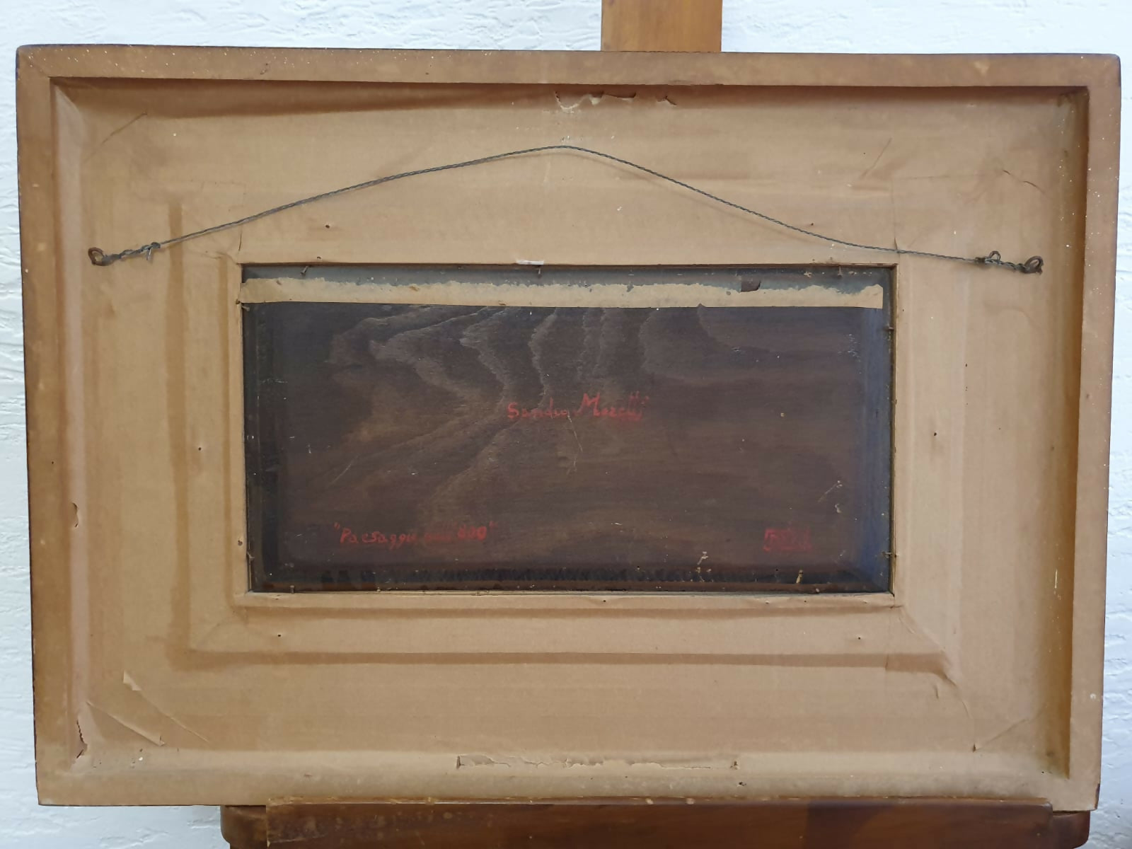 Quadro pintura, óleo sobre.madeira, representando paisagem rural de antiga casa à beira da estrada, de Sandro Moretti.