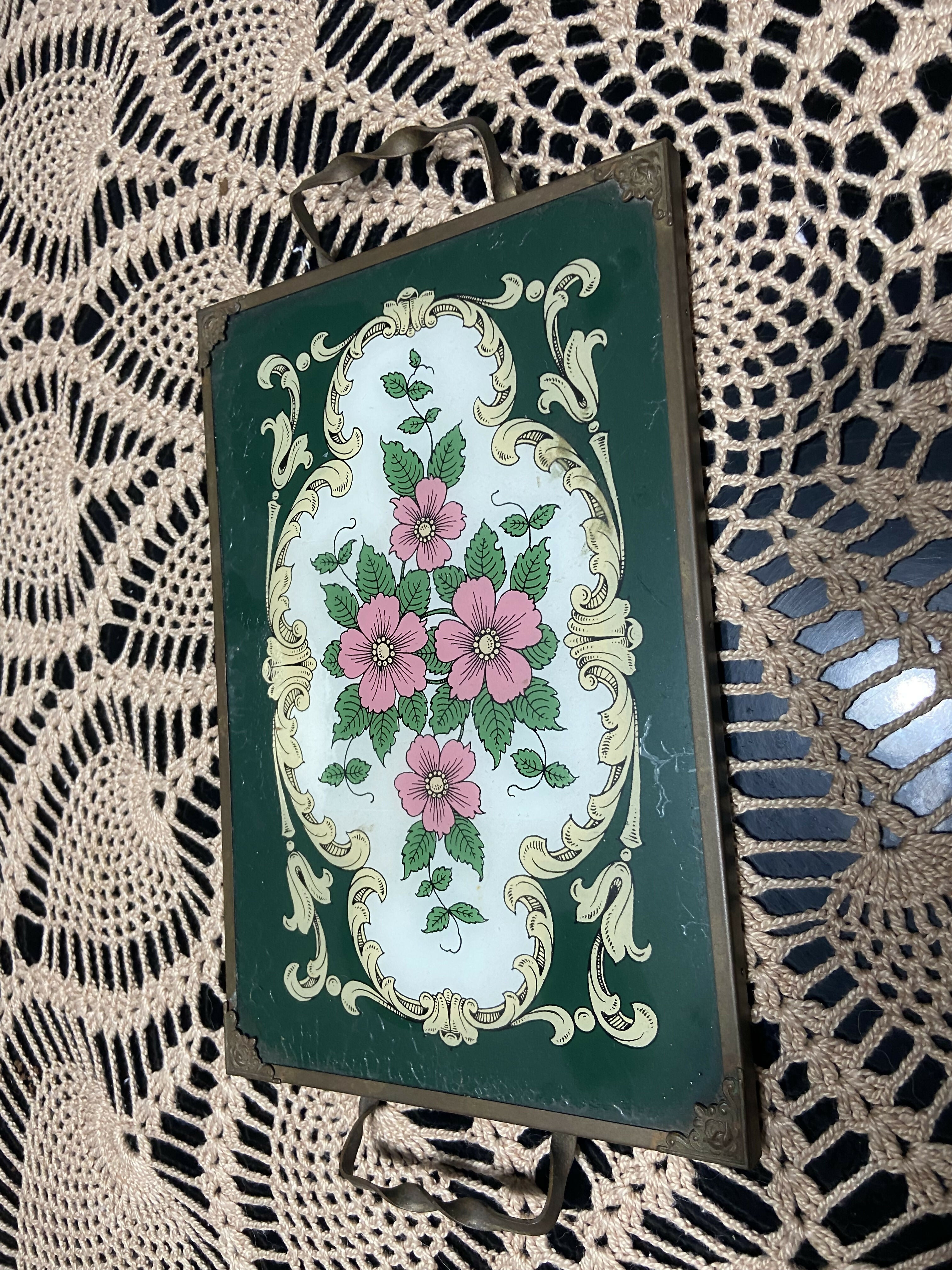 Bandeja Vintage com flores