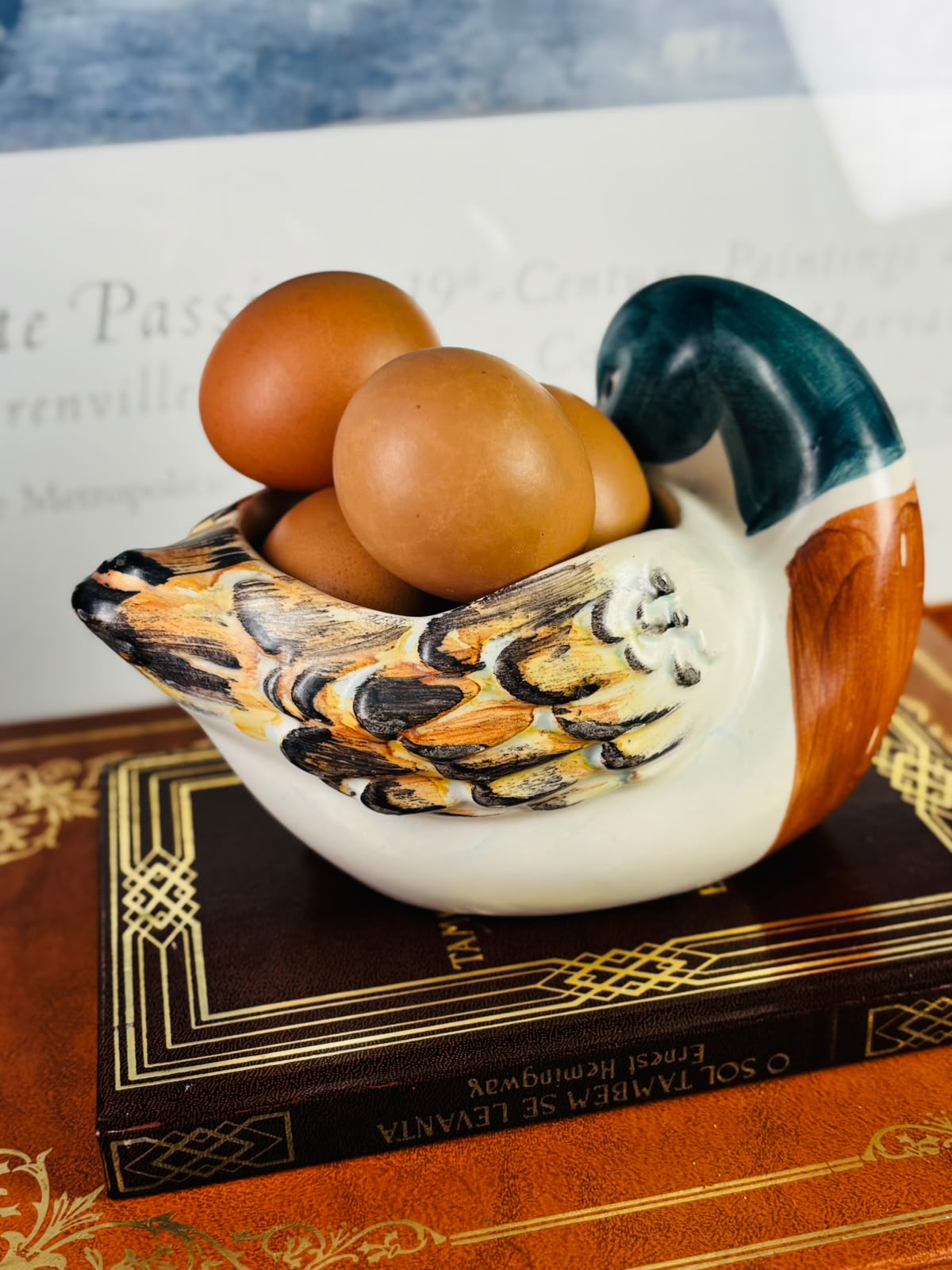 Porta-ovos / peça decorativa em cerâmica Weiss - Pata com patinhos 