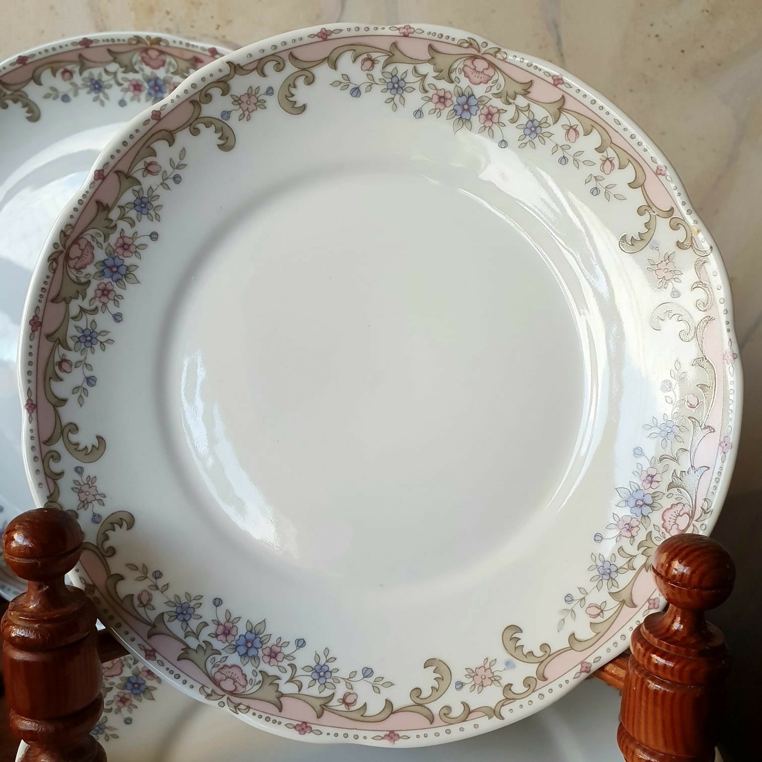 Jogo de bolo vintage em porcelana Real, 12 peças. Lindo!