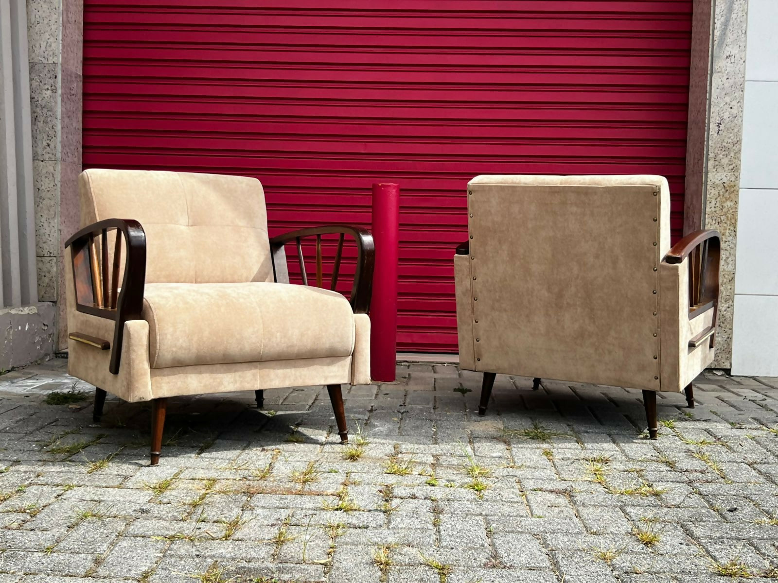 Conjunto modernista sofá cama + 2 poltronas | original anos 50/60