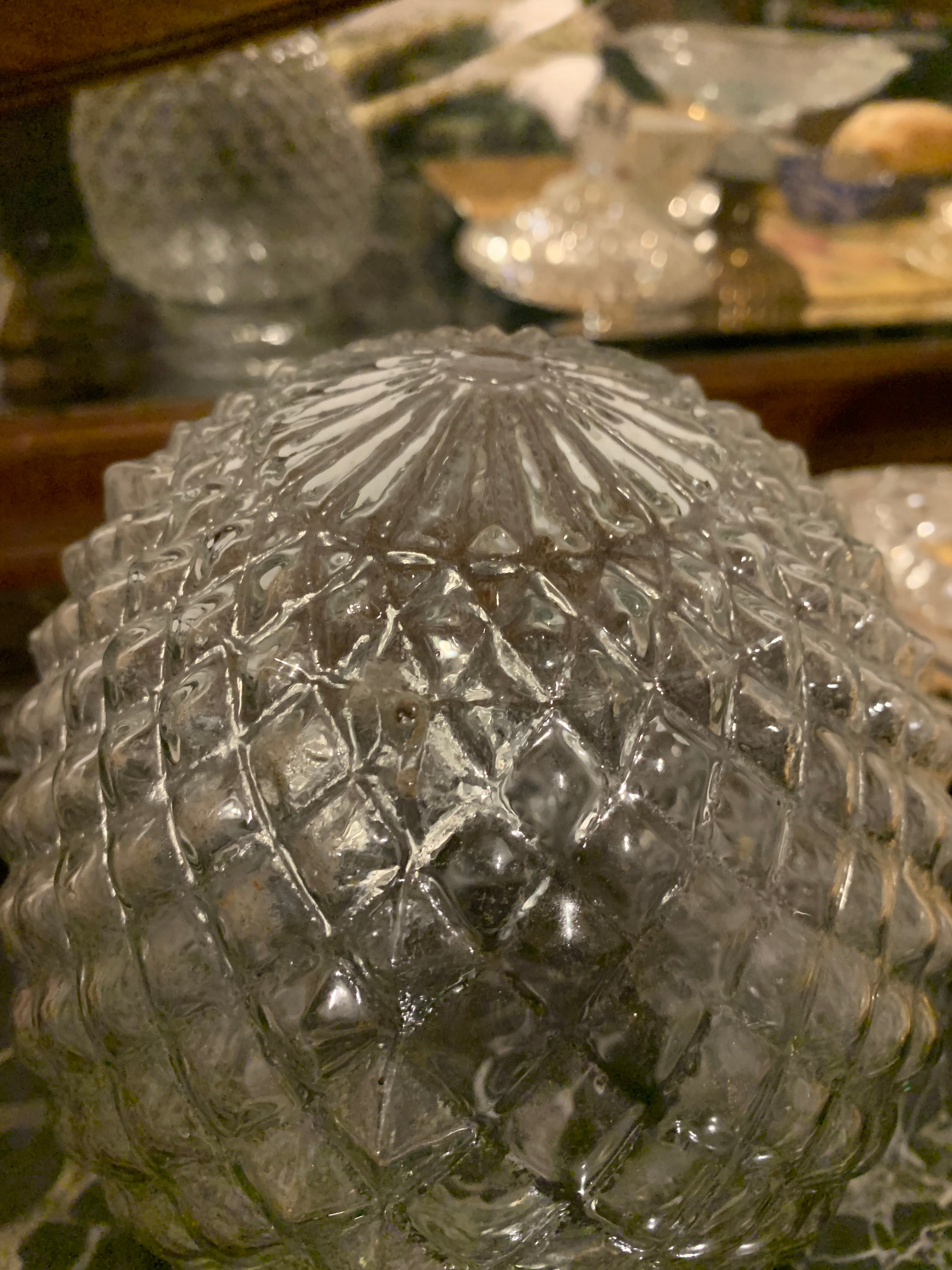 Globo antigo lustre plafon em vidro formato pinha