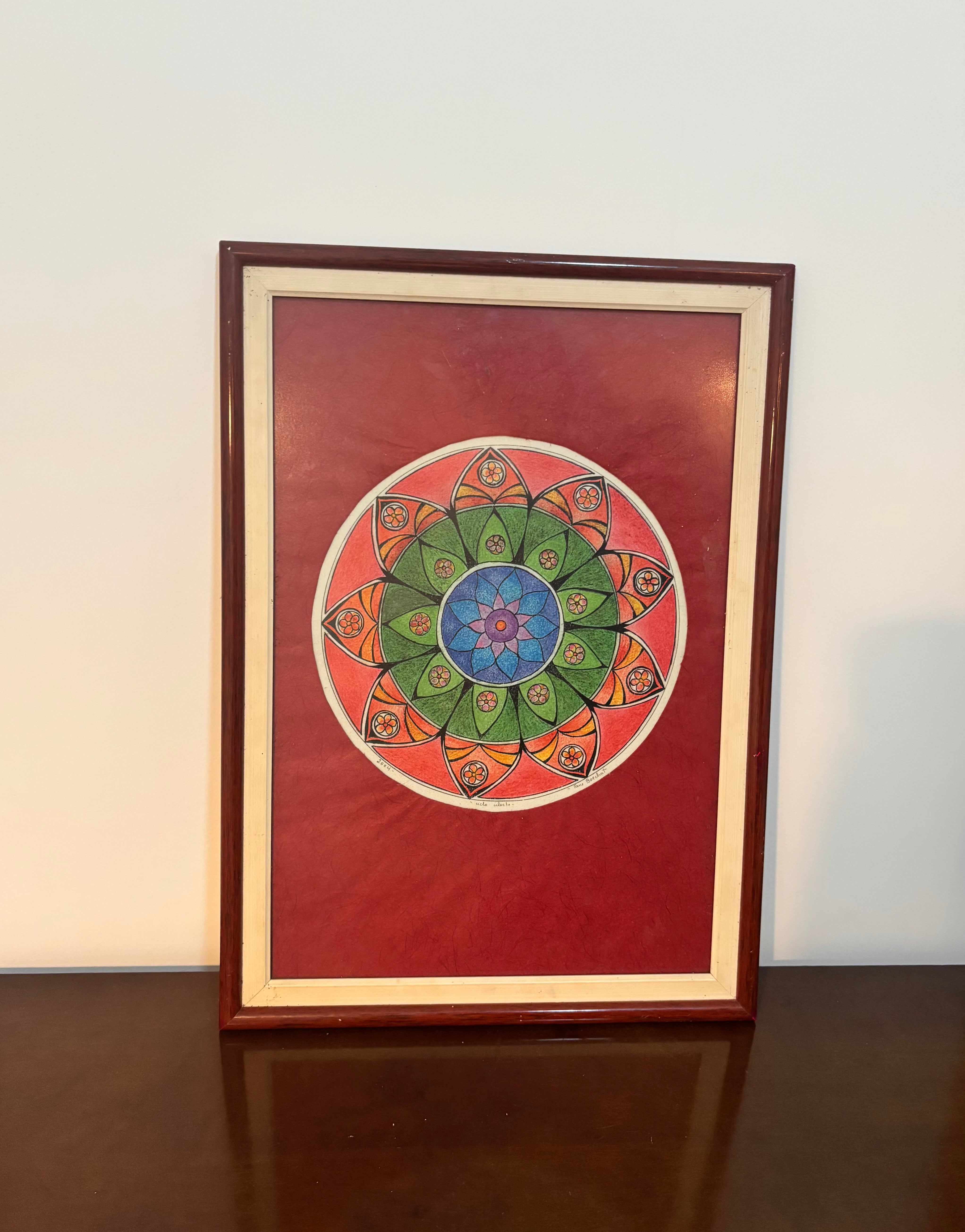 Quadro Antigo Mandala Original Pintada à Mão – Rene Boechat  2004