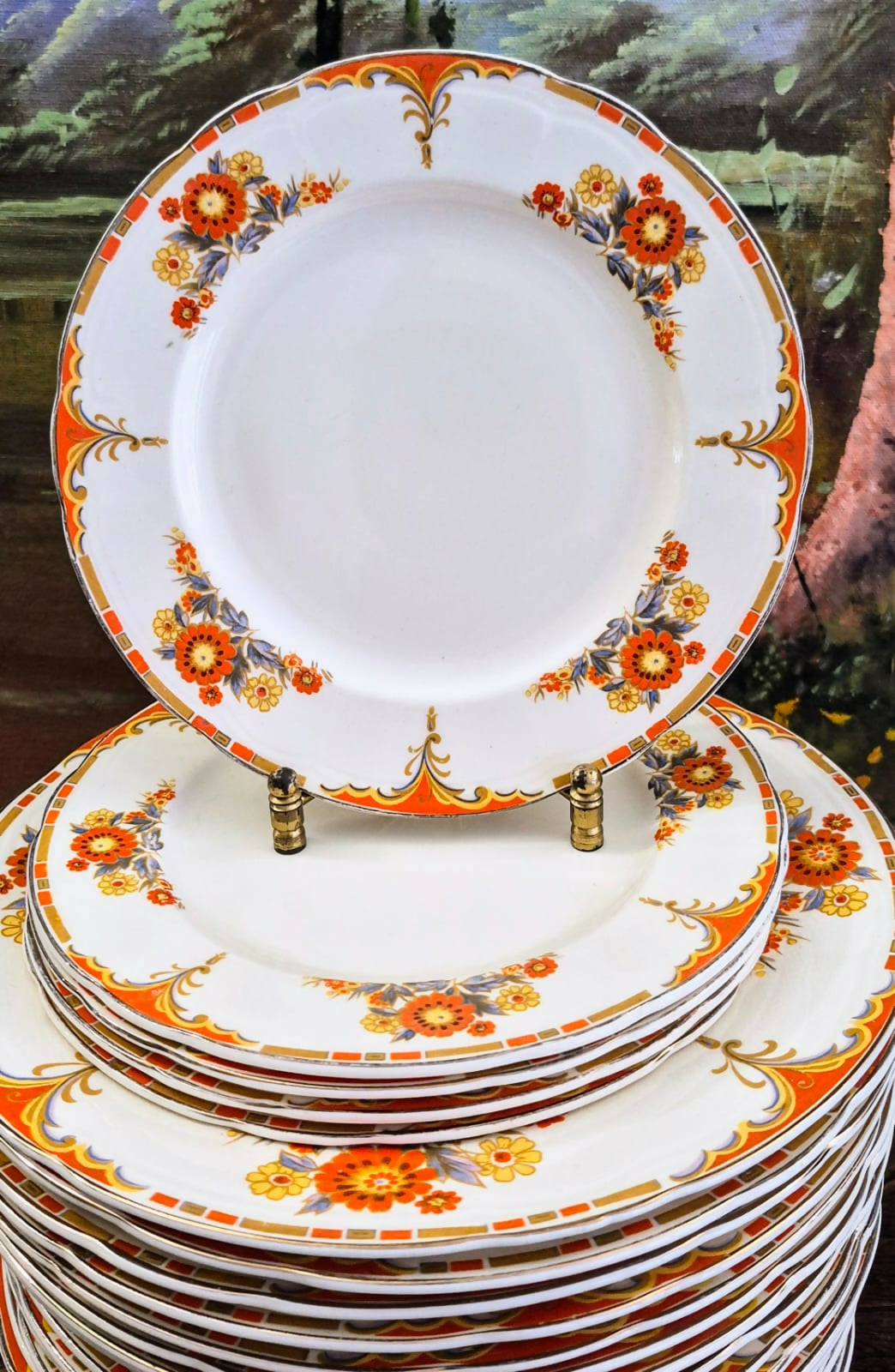 Conjunto escândalo de maravilhoso em faiança, quase centenária, inglesa Alfred Meakin, linha Royal Marigold