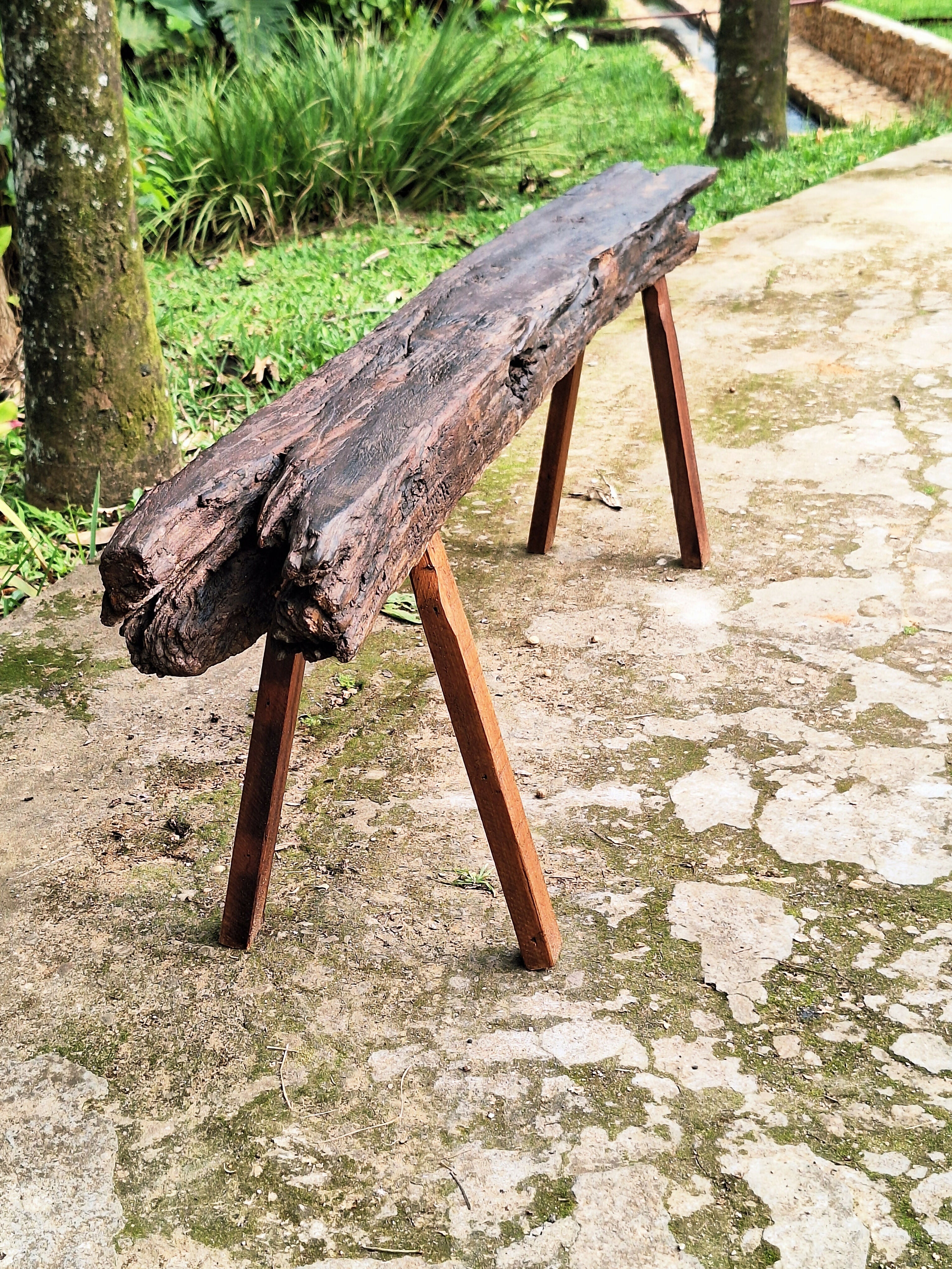 Banco Rústico Madeira Maciça Garimpo Mineiro