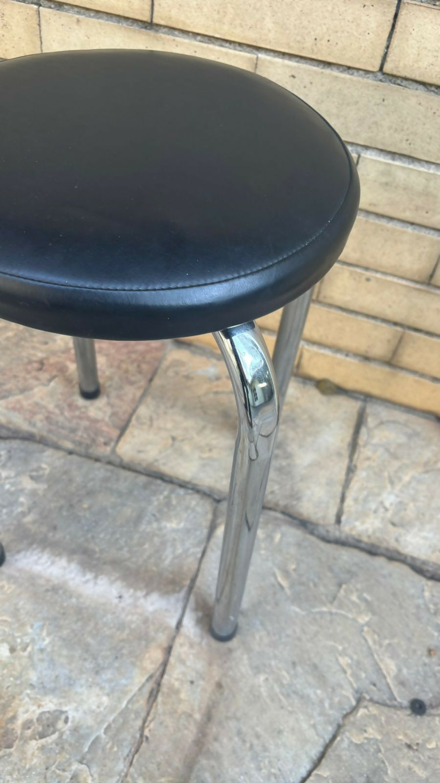 Banqueta inox e courino