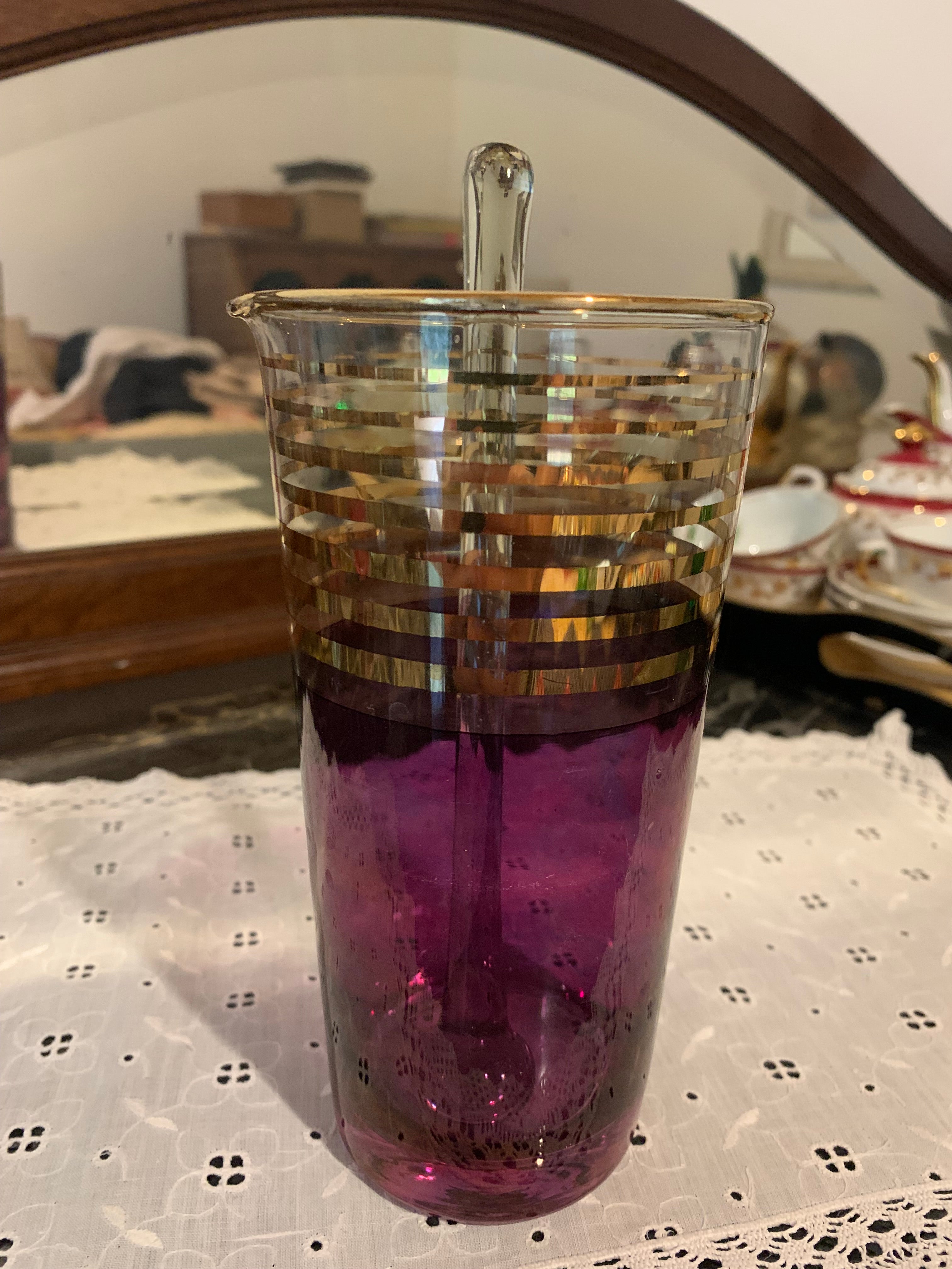 Copo anos 50/60, em vidro, misturador de bebidas
