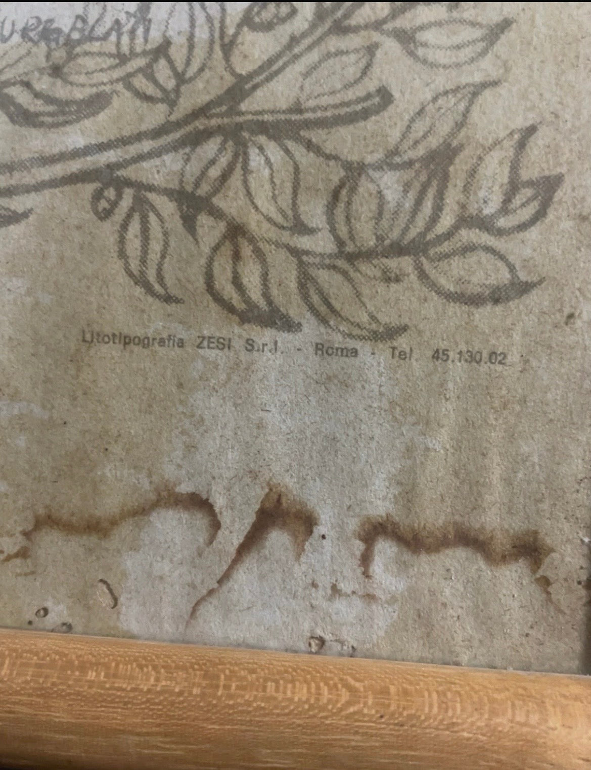 Quadro com Cardápio italiano temático antigo com moldura em madeira 