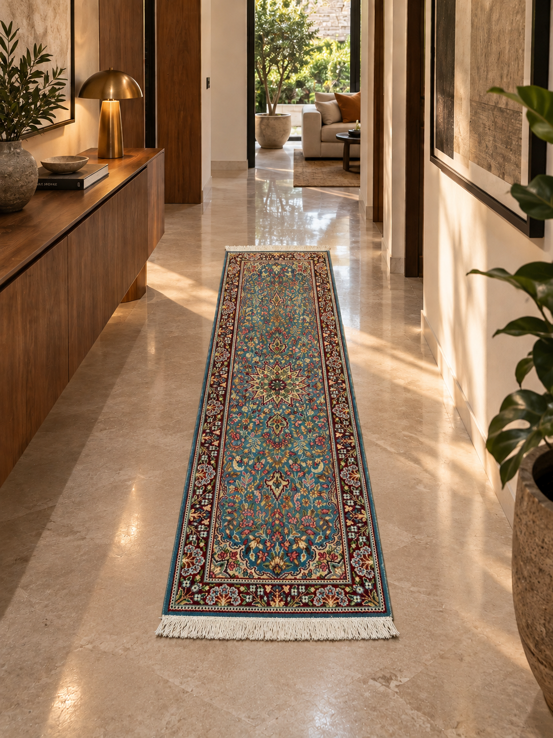 legítima passadeira kirman flower persa 1,79 x 0,63m