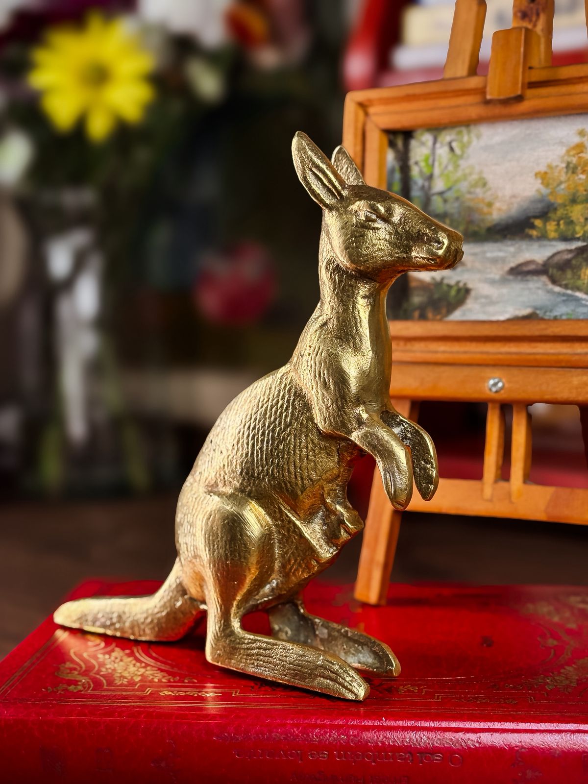 Escultura Colecionável De Canguru Em Bronze