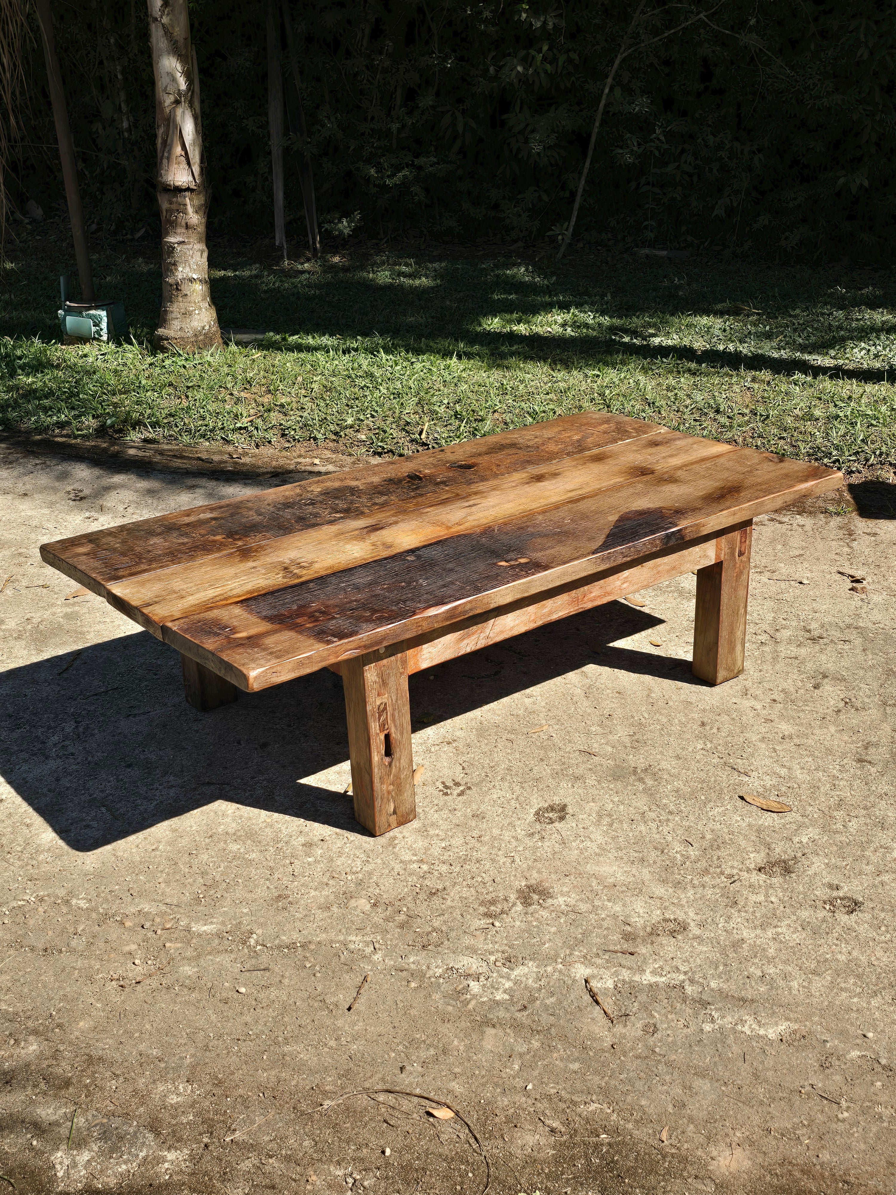 Mesa de Centro Antiga Madeira Maciça Garimpo Mineiro