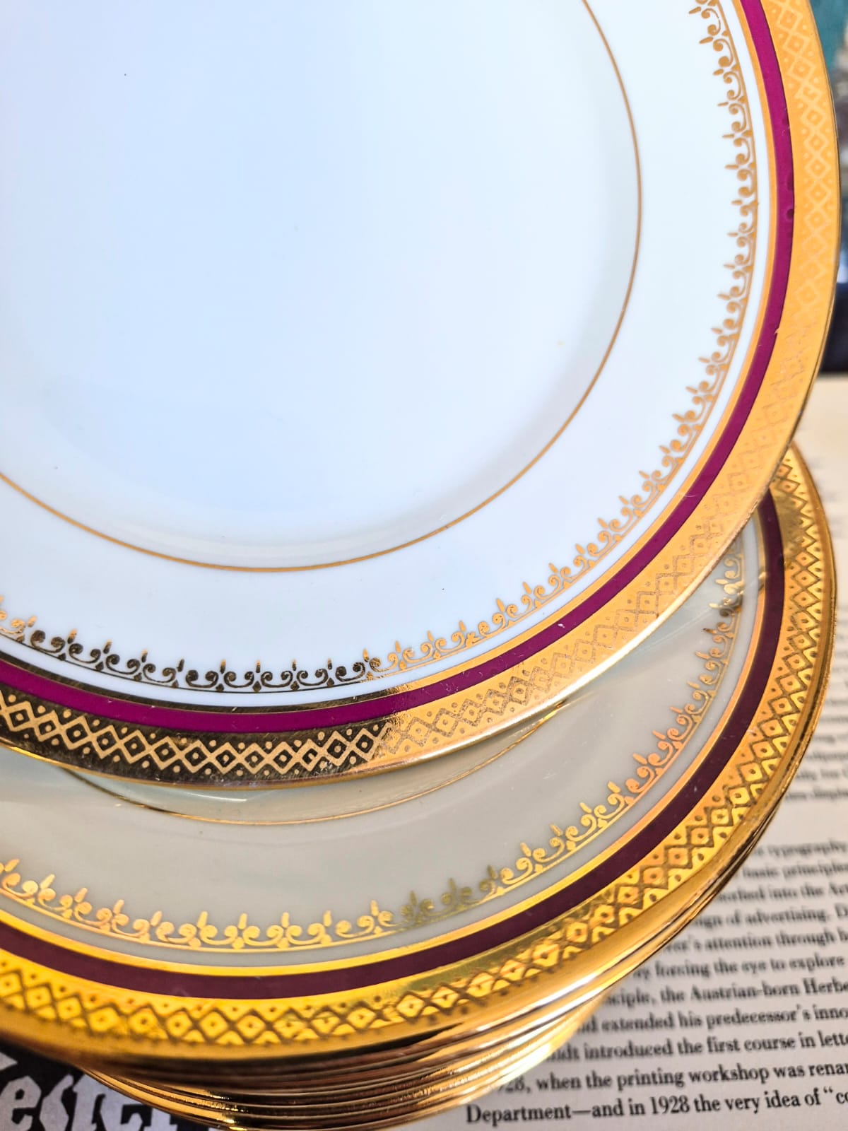 Conjunto de 12 pratos de pão em porcelana vintage espetacular francesa Limoges Unic, anos 50
