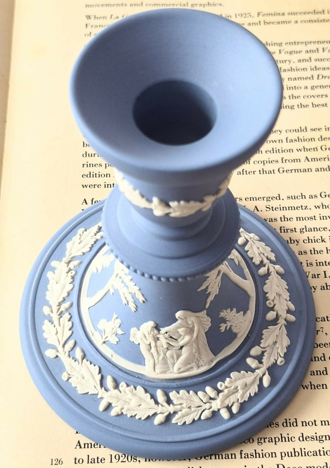 Castiçal em jasperware inglês Wedgwood, lindíssimo e impecável!