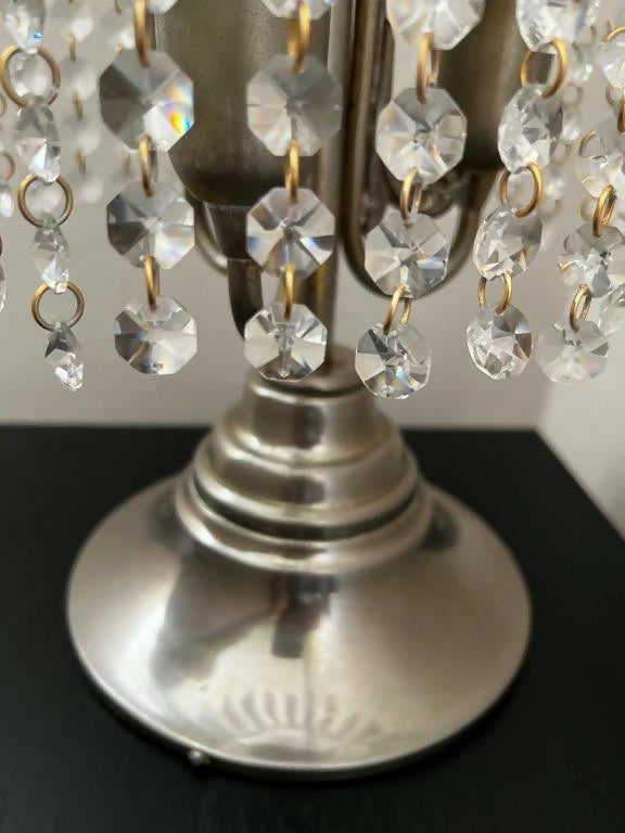 Belo abajur antigo de Metal e Cristais