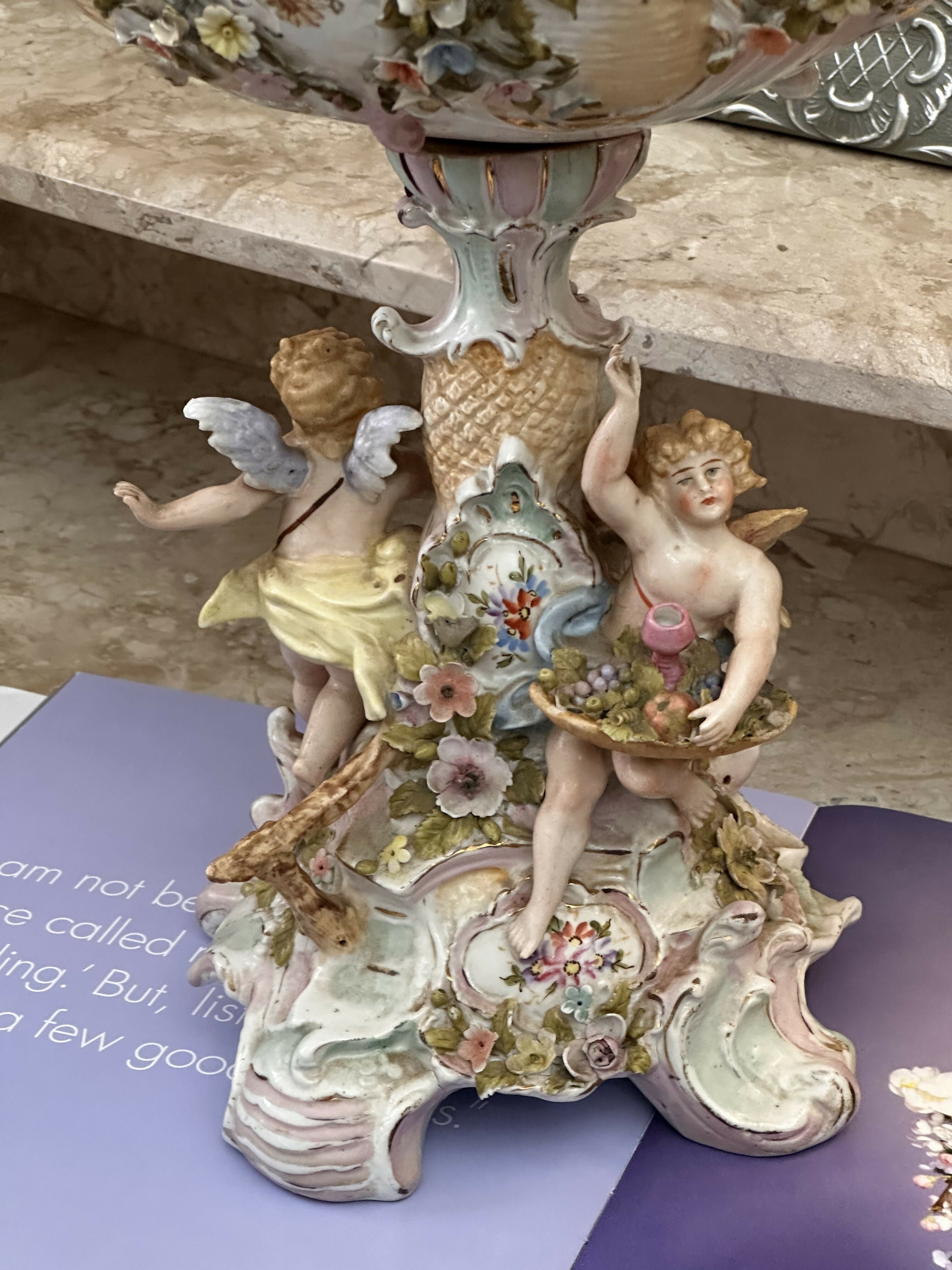 ANTIGO centro de mesa - porcelana Sitzendorf- estilo Dresden Peça central de mesa porcelana