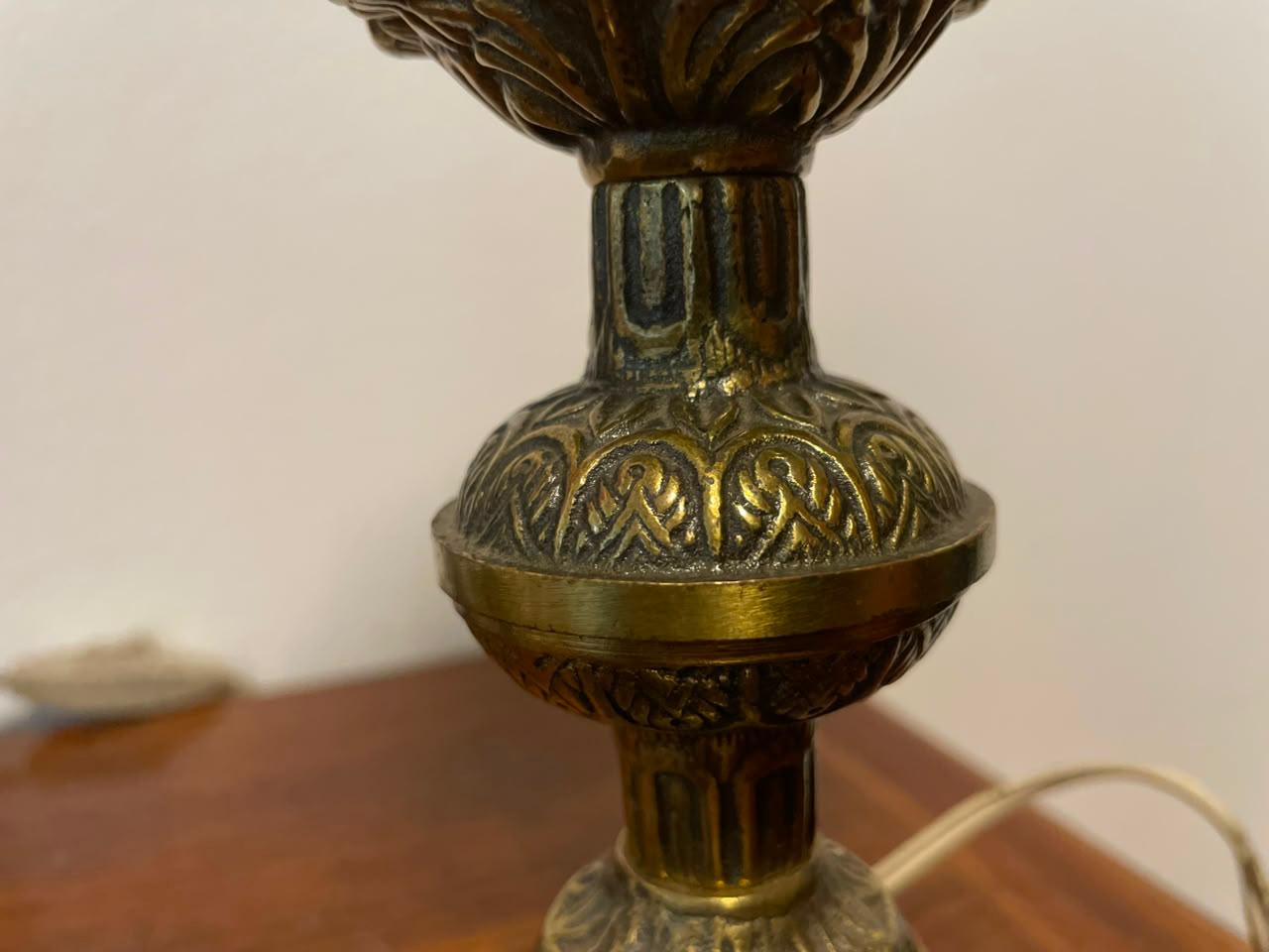 Abajur em bronze e cristal soprado âmbar