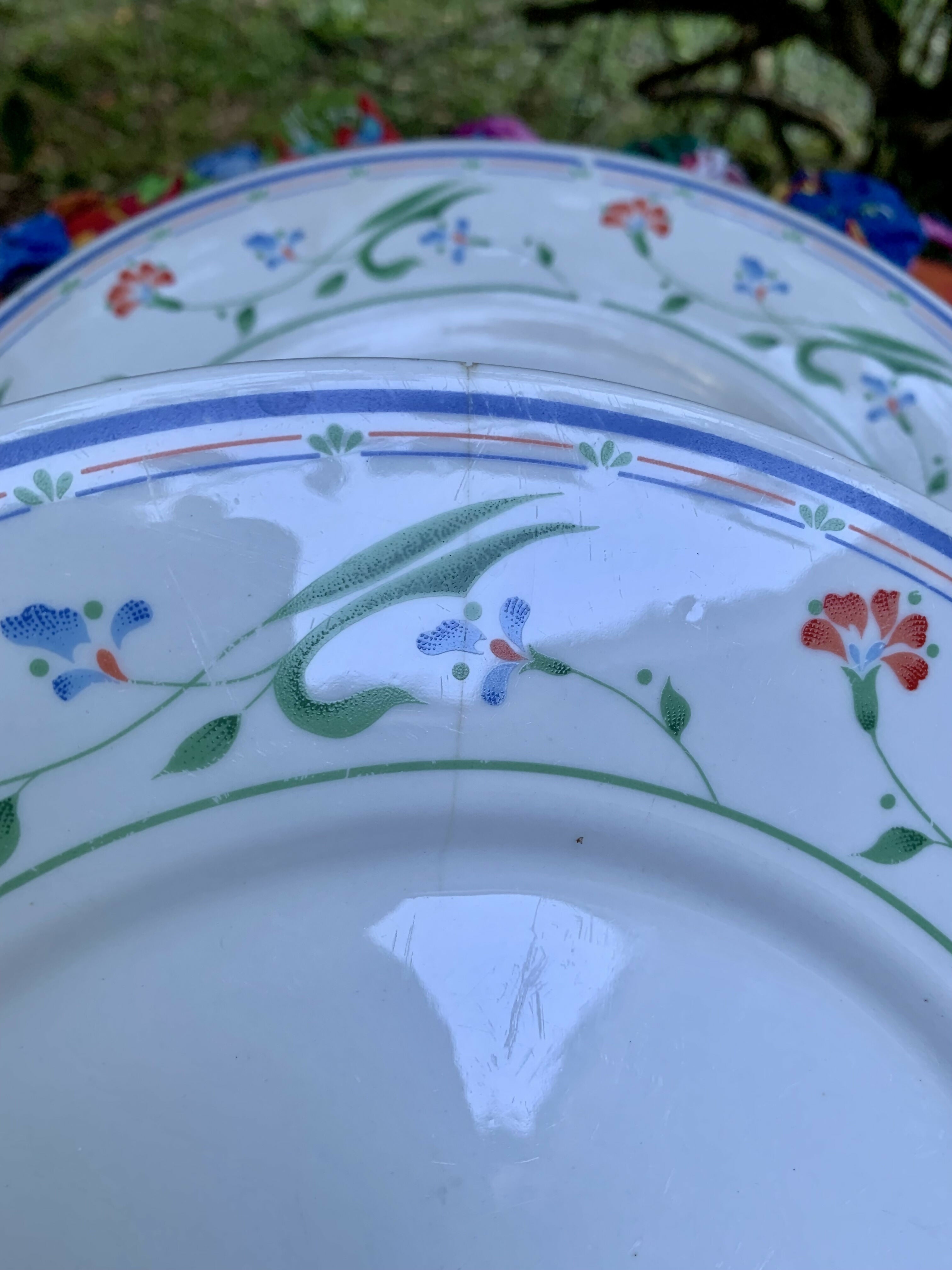 Jogo de 6 pratos rasos de porcelana chinesa - anos 80