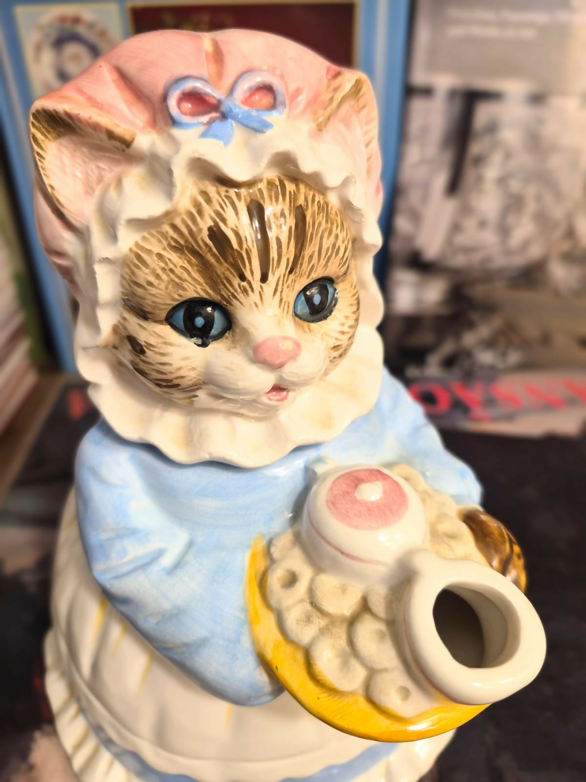 Bule em cerâmica vintage Heritage Mint, anos 90, em forma de gatinha. Uma graça!