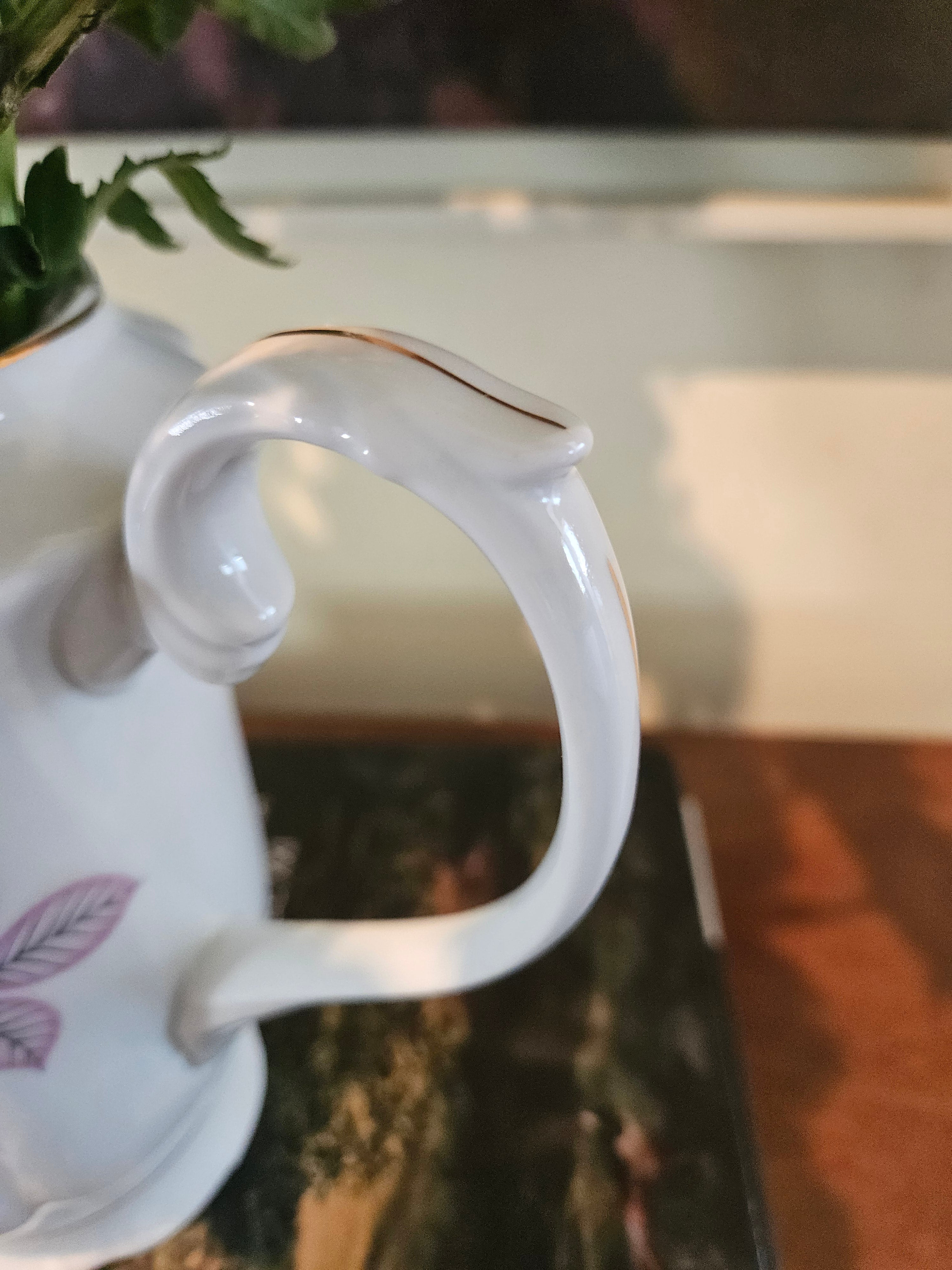 Vaso Bule  Porcelana Real Floral Sem Tampa