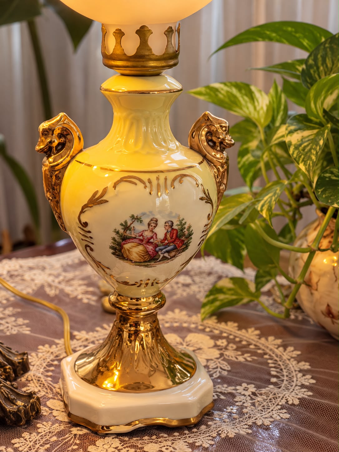 Abajur Italiano Ceramica Edera • Sesto Fiorentino Século XX