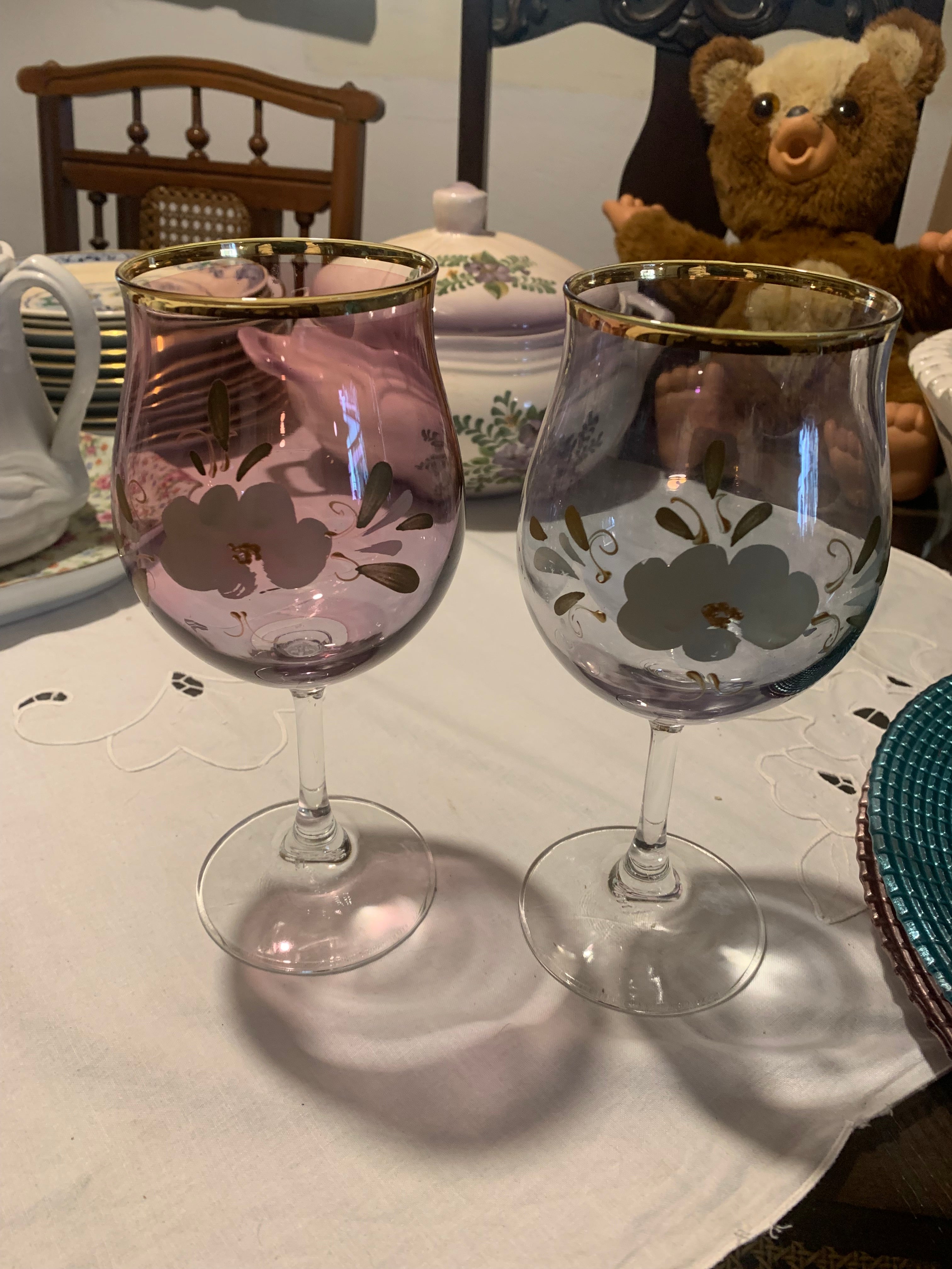 Maravilhosas Taças antigas em demi cristal coloridas
