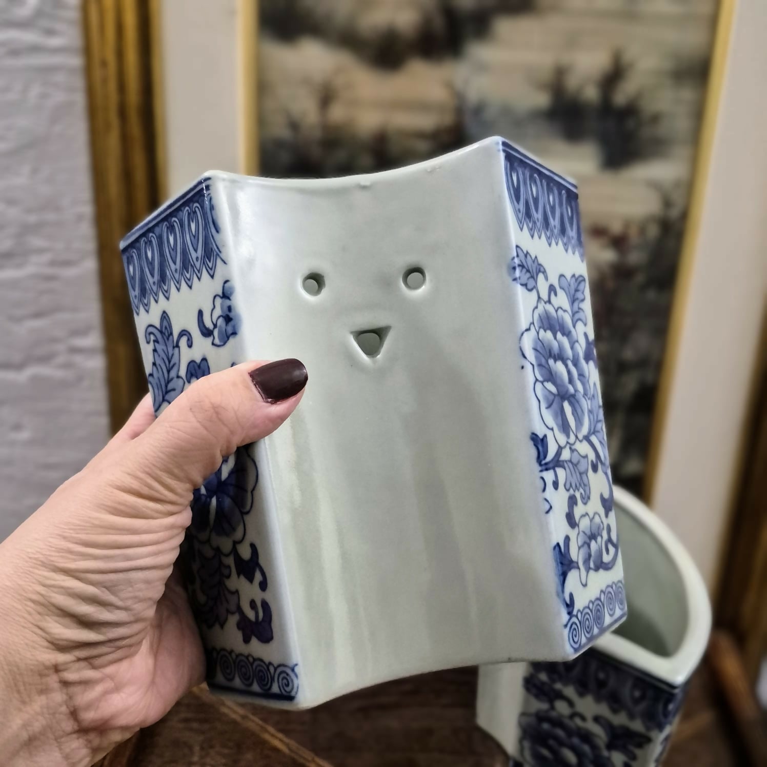 Par de floreiras incríveis, raras, em porcelana Celadon. Perfeita! Como novas!