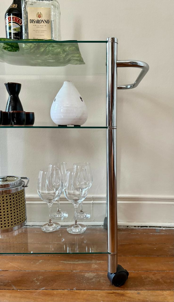 Carrinho de bebidas cromado anos 80