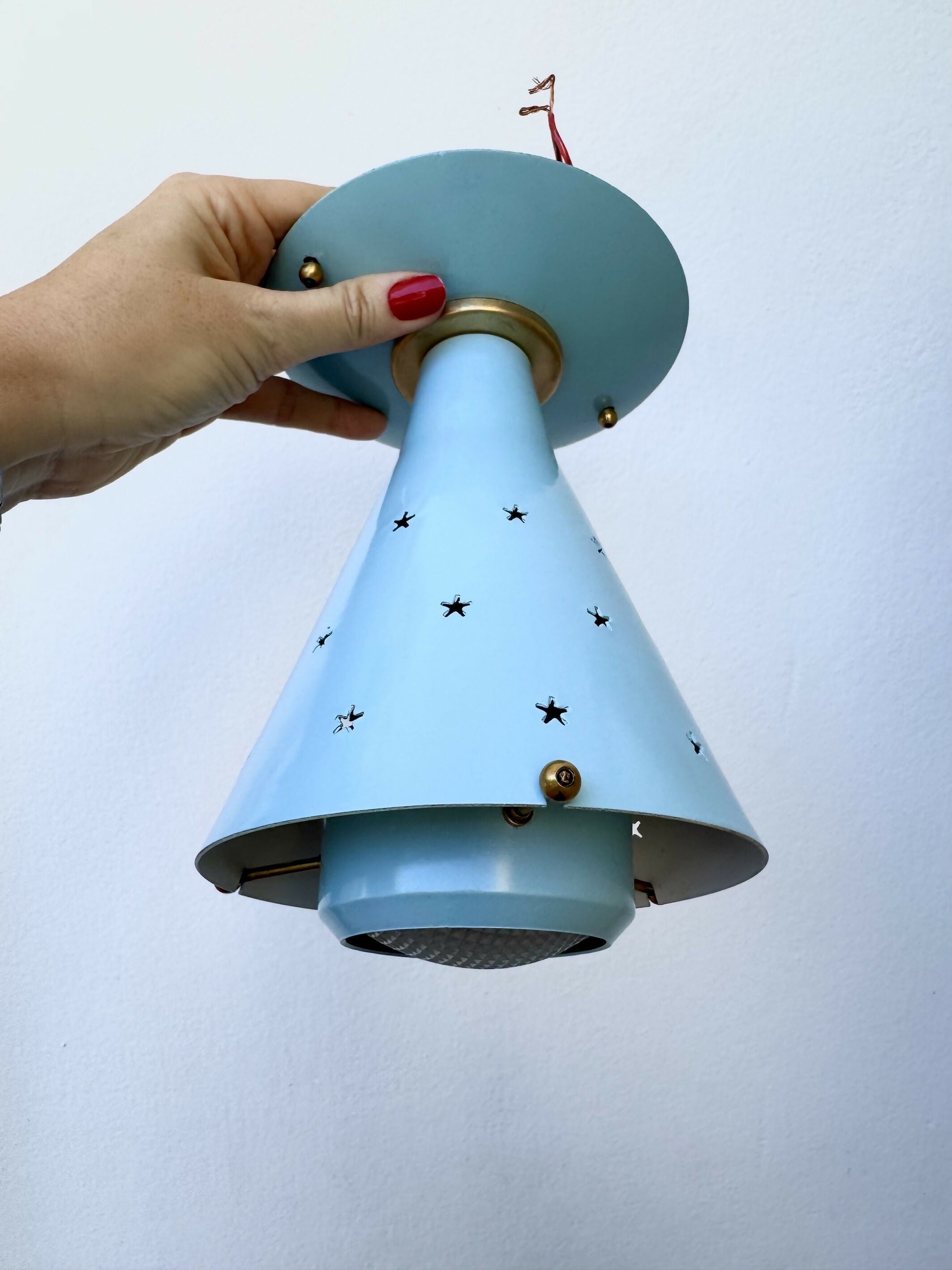 Anos 50 Luminária azul com estrelas
