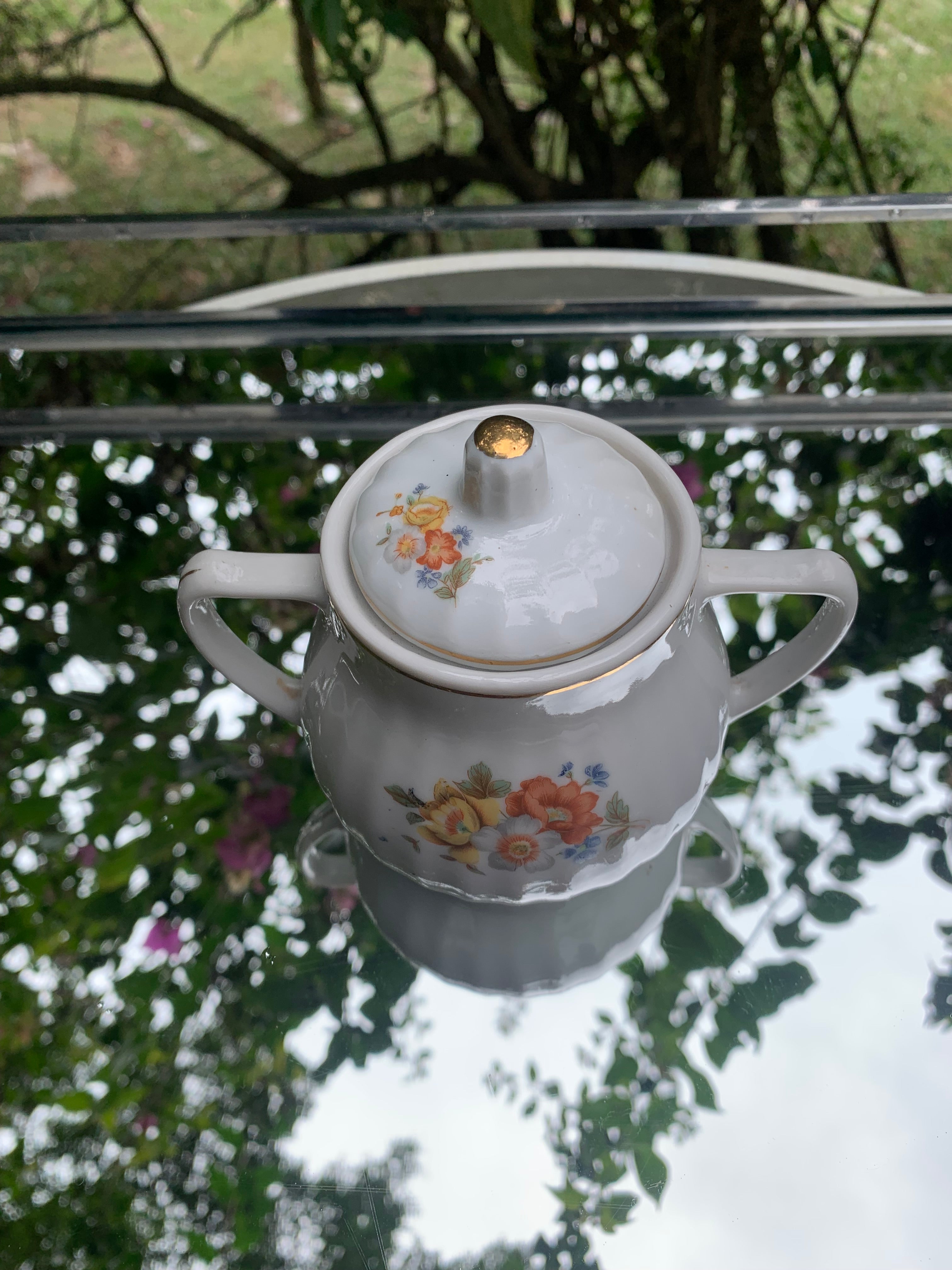 Açucareiro porcelana Pozzani Coleção