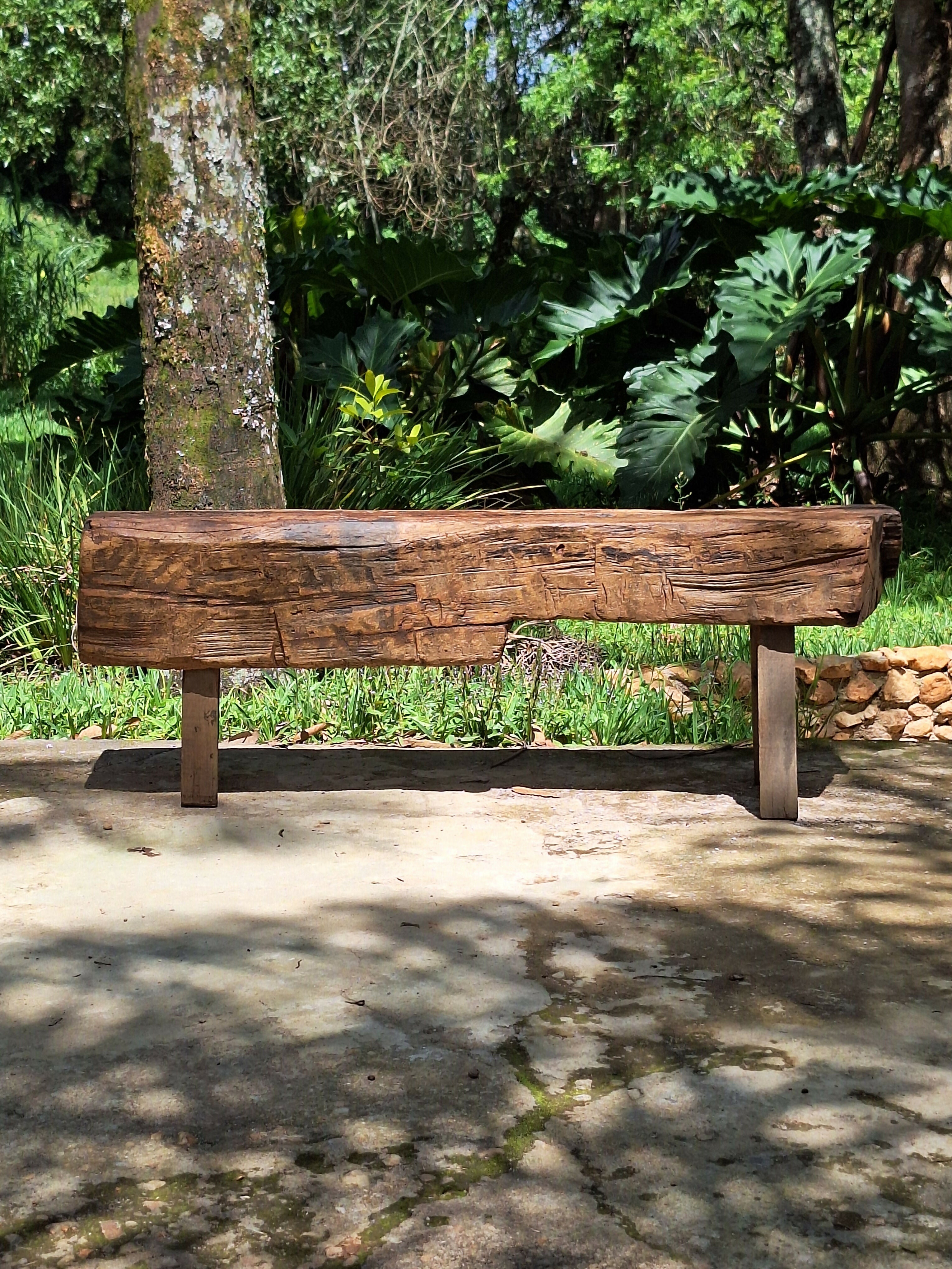 Banco de Dormente Rústico Madeira Maciça Garimpo Mineiro