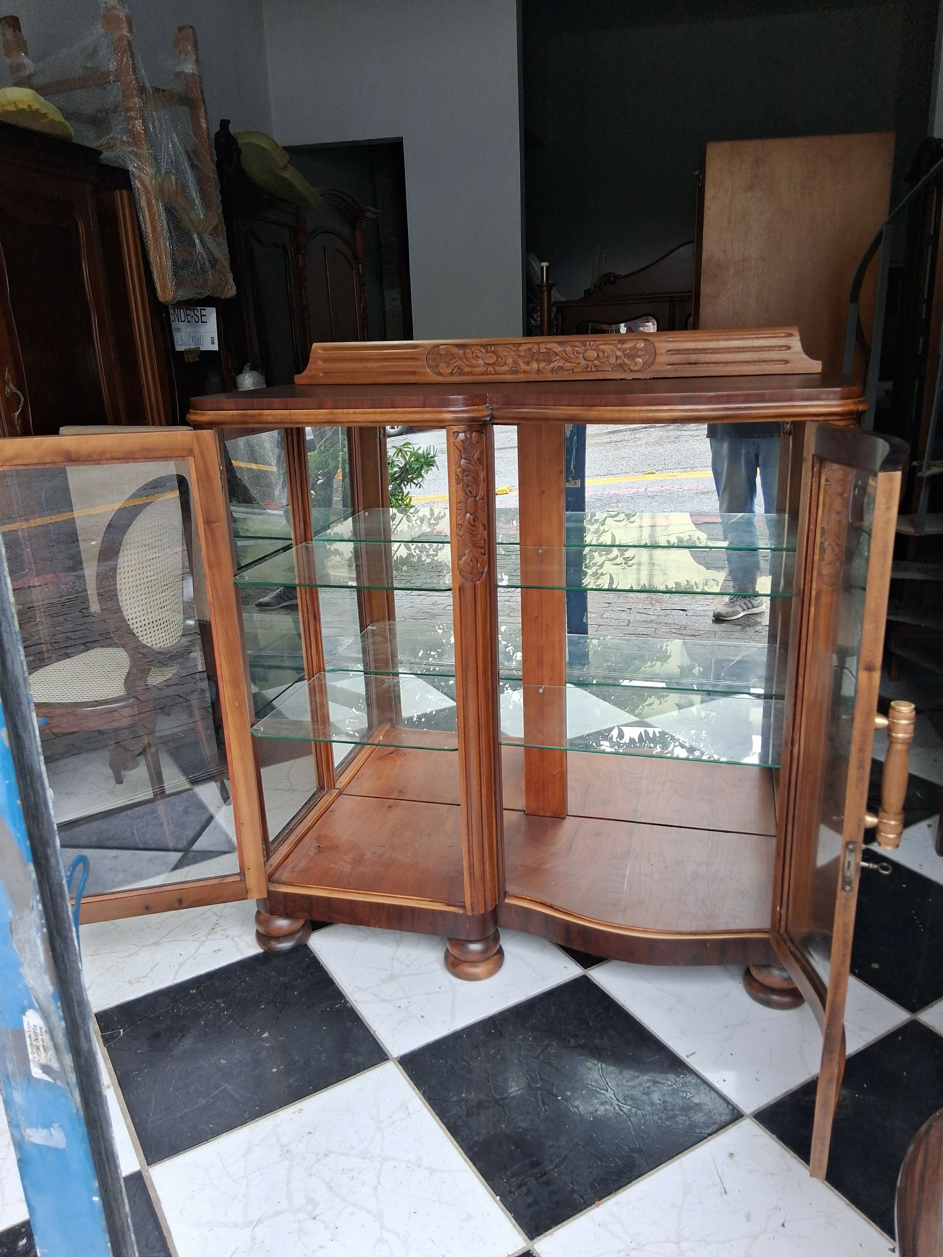 Cristaleira Antiga Madeira Imbuia