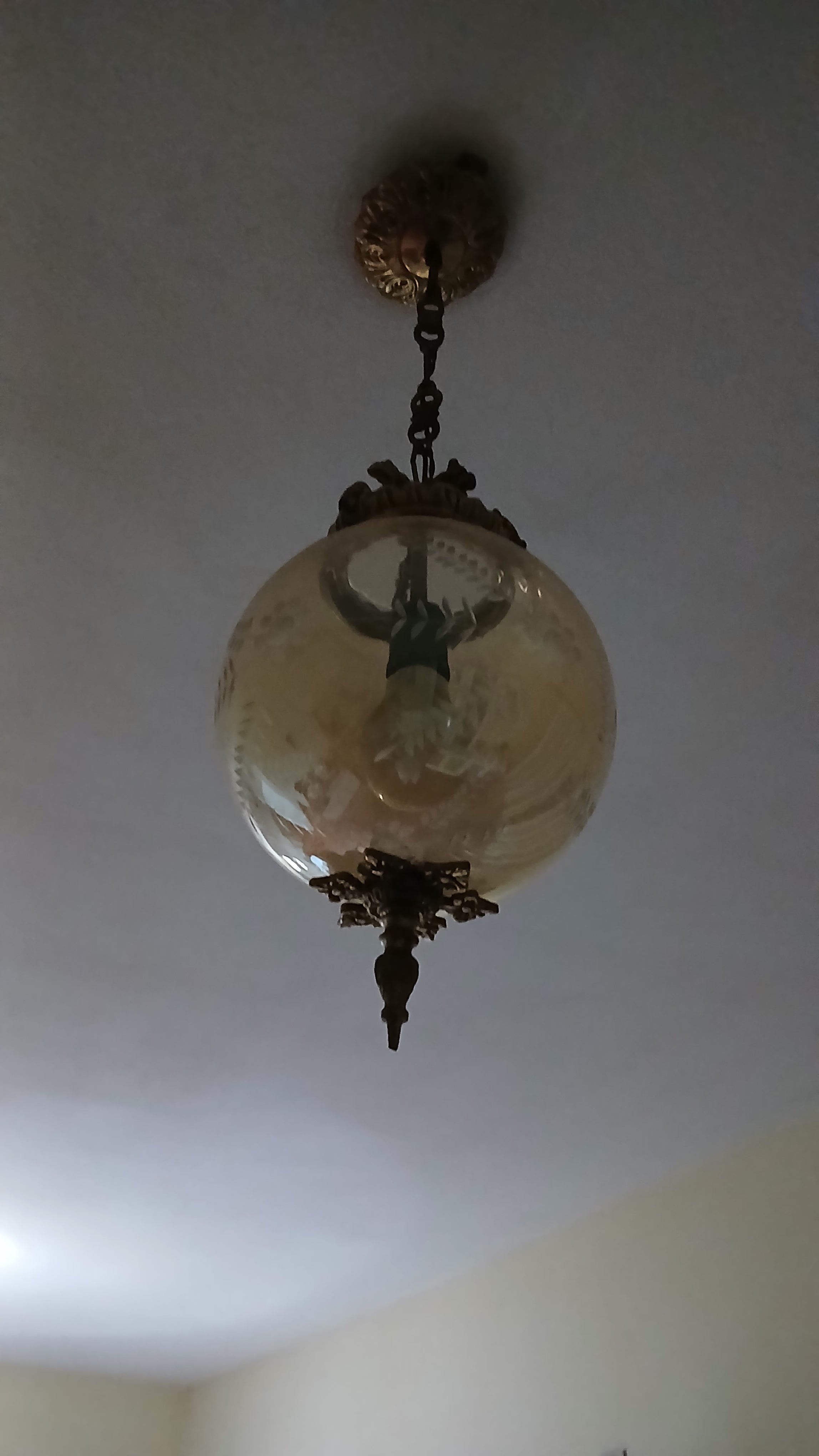Lustre redondo em cristal e bronze anos 80 (valor unitário) 