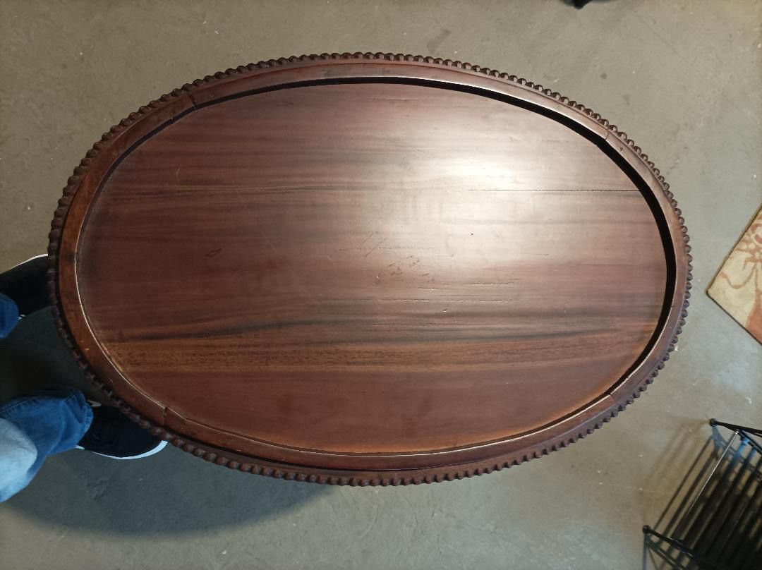 Cristaleira Bar Oval em Madeira com Vidros Bisotados