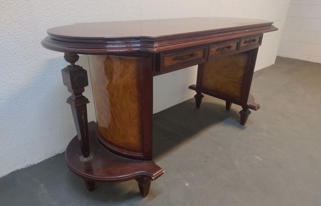Mesa de Escritório / Escrivaninha em Madeira Maciça torneada 1960