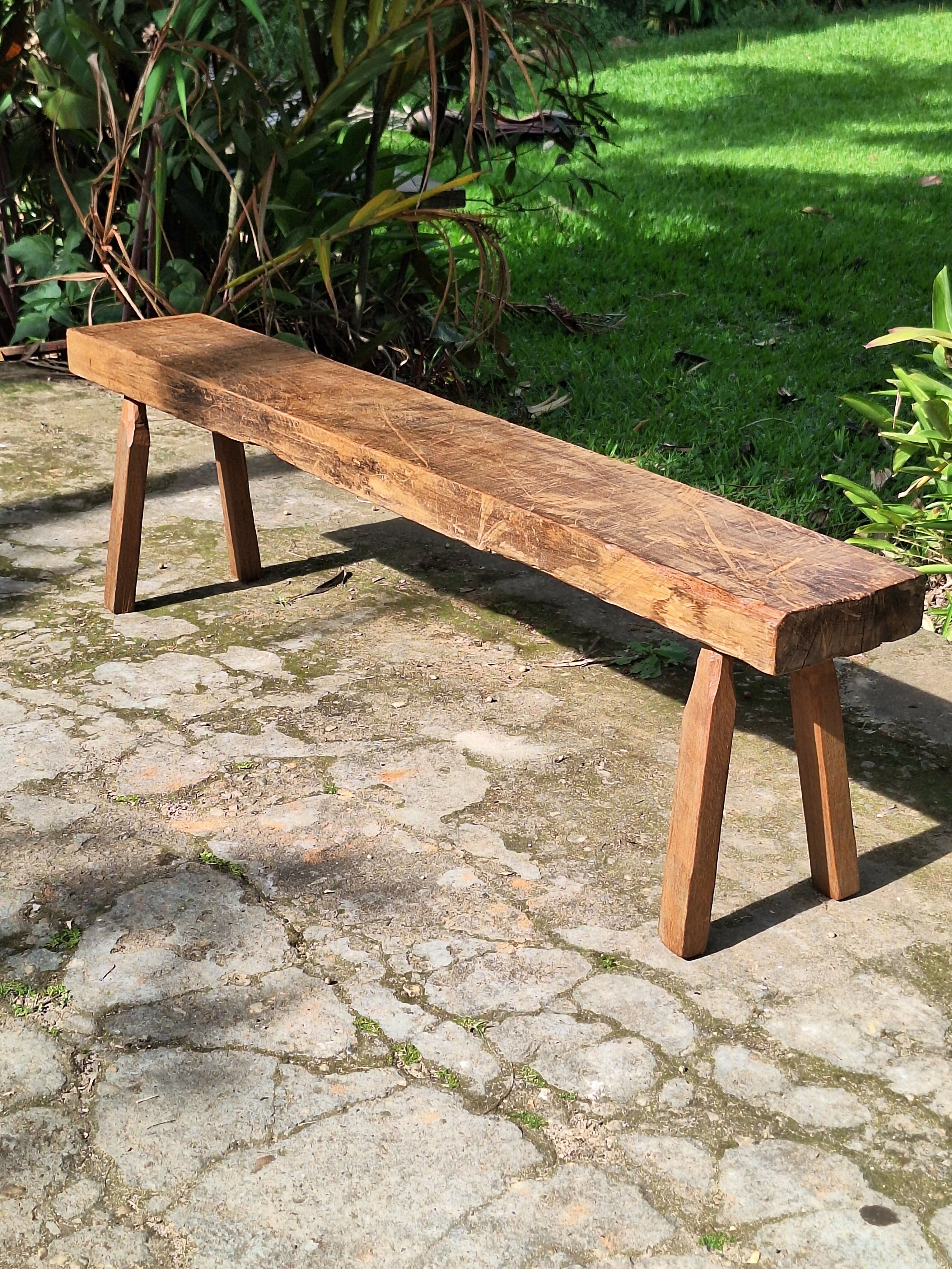 Banco de Dormente Rústico Madeira Maciça Garimpo Mineiro