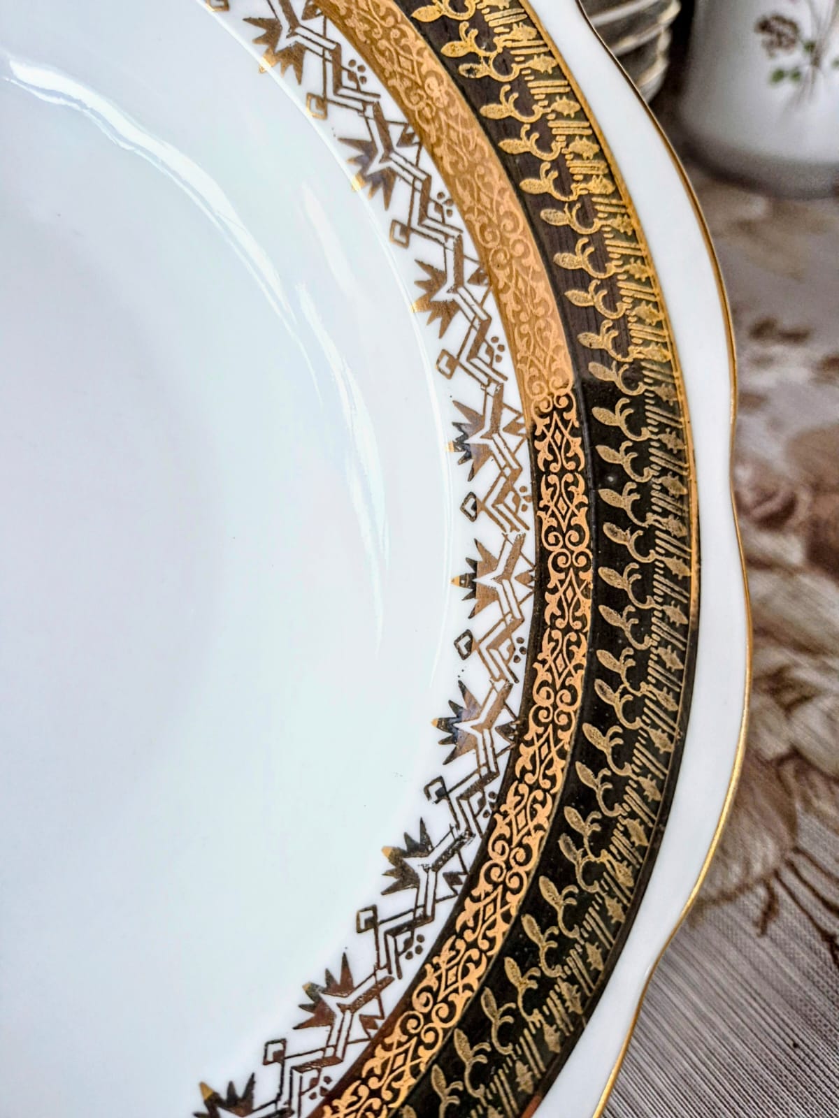 Conjunto de 12 pratos fundos em porcelana maravilhosa nacarada vintage Steatita.  Perfeito estado!